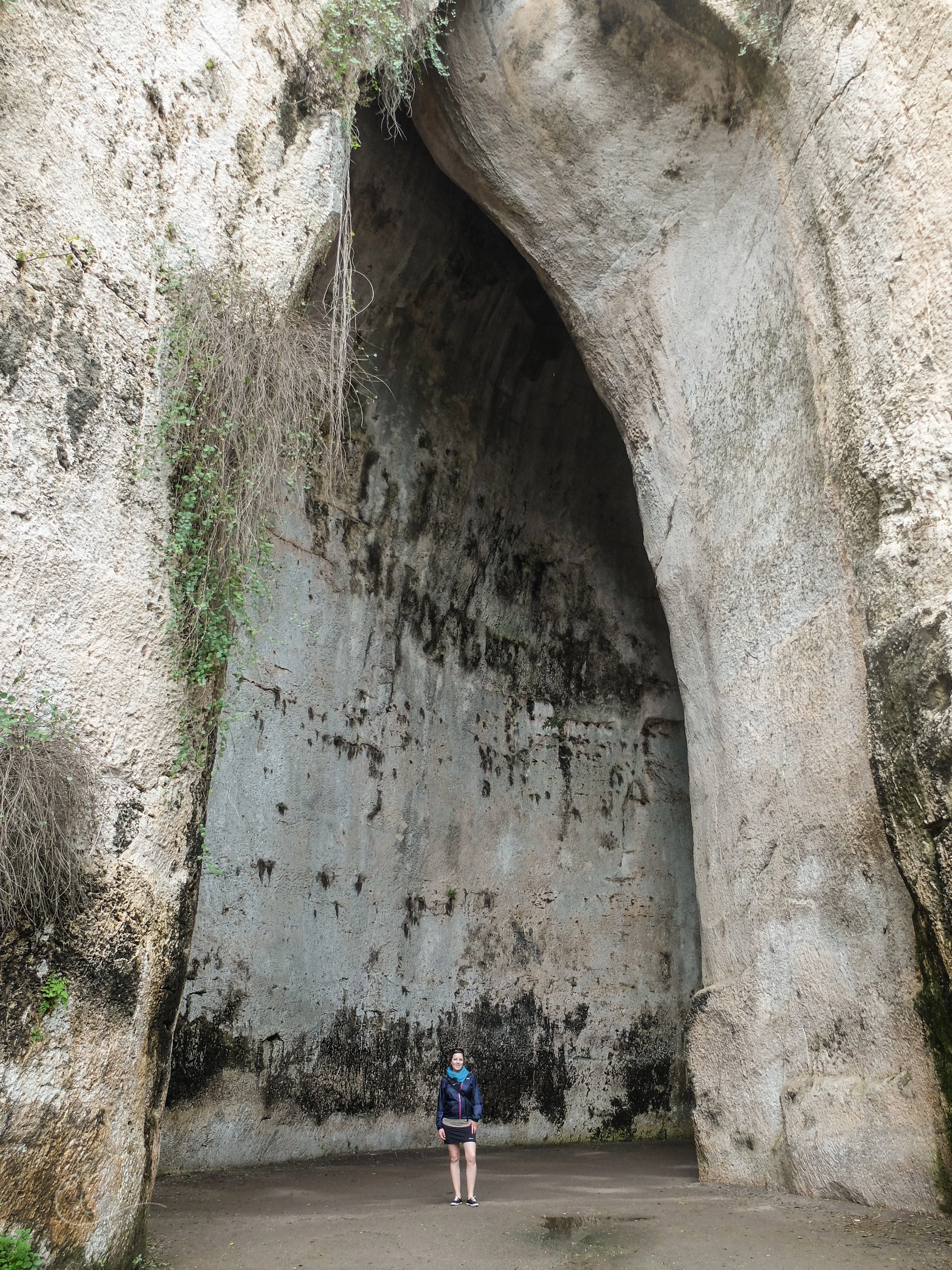 The Ear of Dionysius. Legend goes Dionysius used the cave as a prison and was able to eavesdrop on his prisoners by means of the perfect acoustics in the cave.