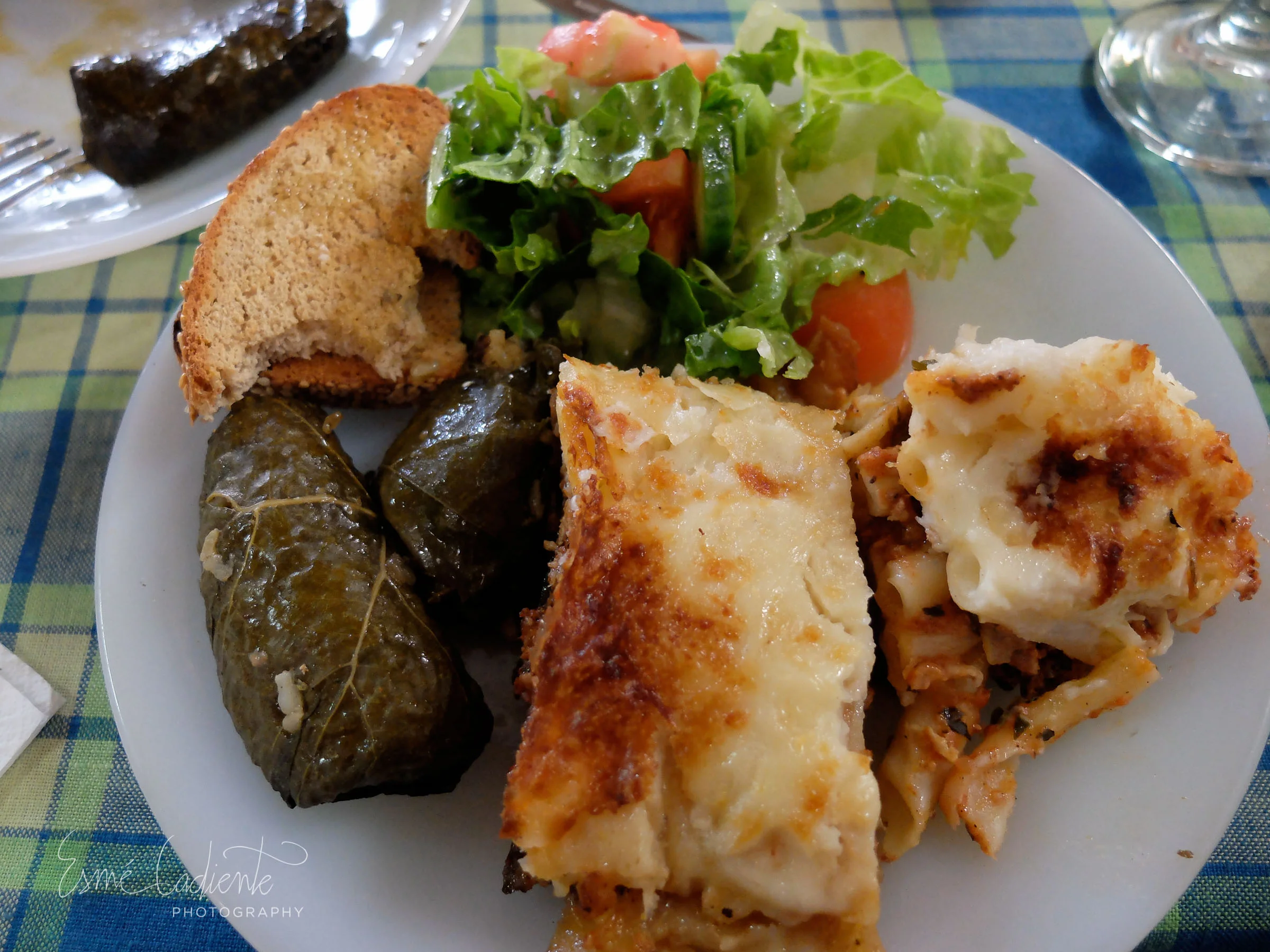Dolmas and Moussaka.