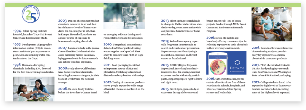 A 25 year timeline of accomplishments prepared for the anniversary celebration.