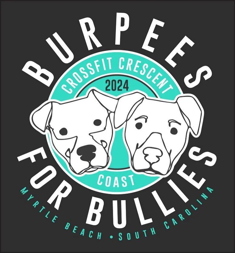 Burpees for Bullies 2024 this Saturday at 8:30am! 

We are getting together as a community to do some fitness and raise money for the Grand Strand Humane Society. We want to help the shelter buy food and supplies for their animals and get some dogs i