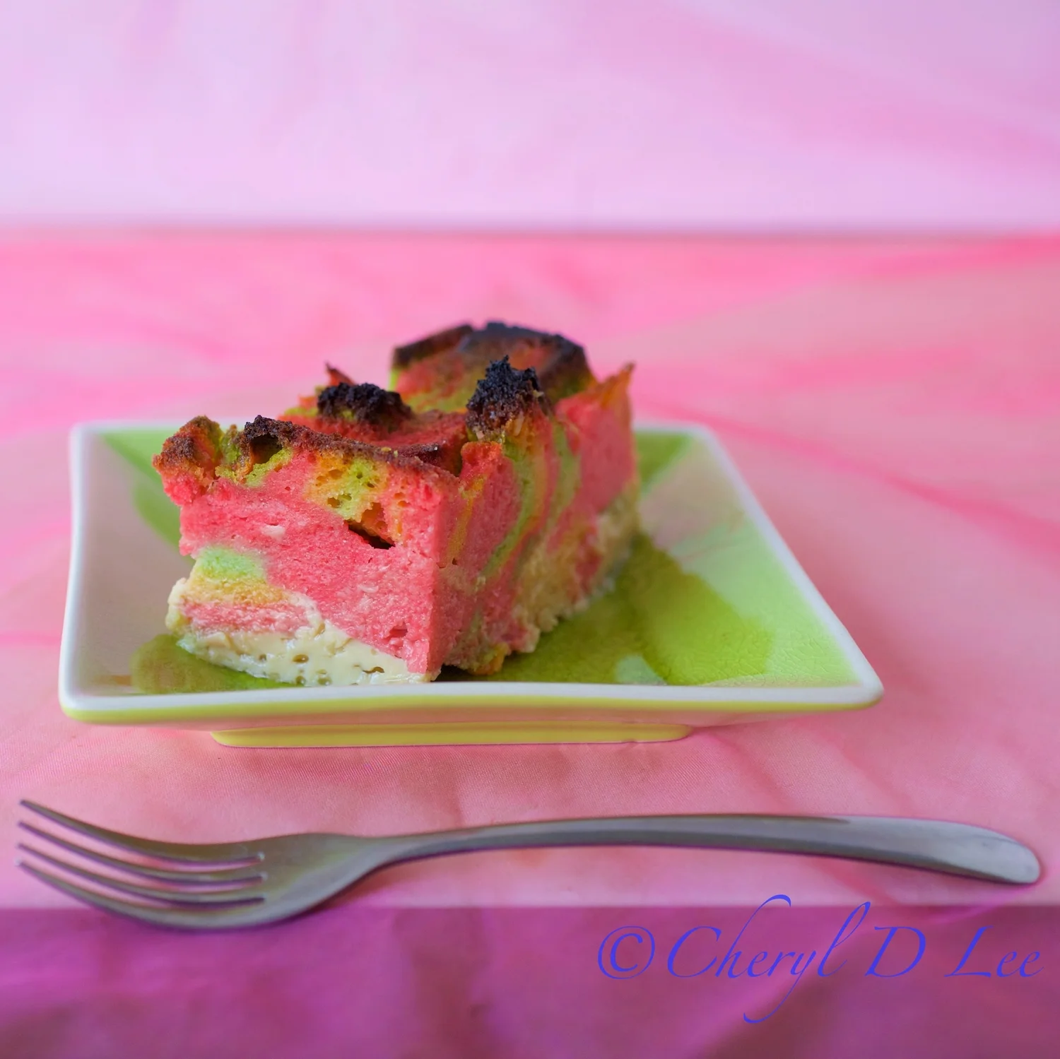 Pineapple Coconut Rainbow Bread Pudding