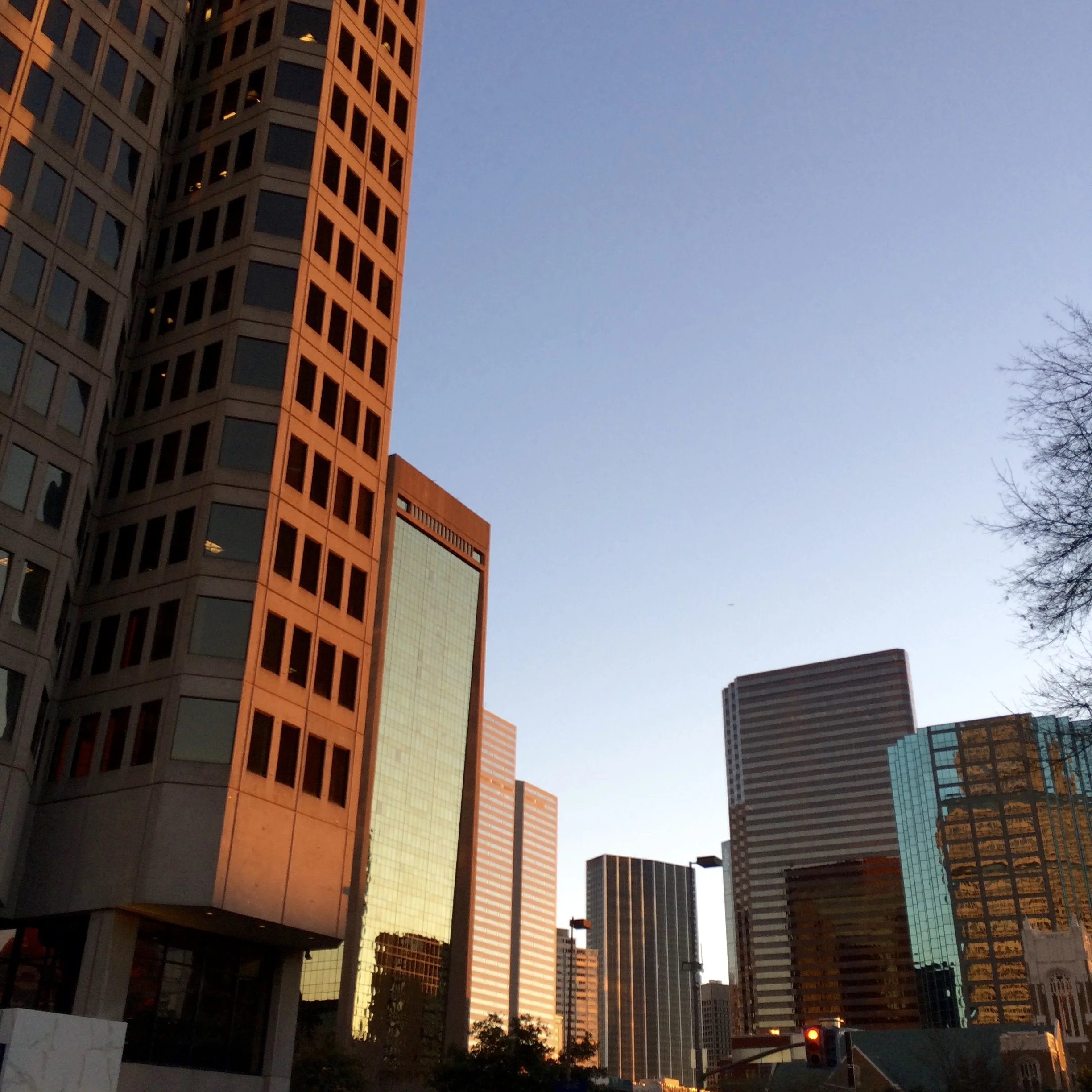 Golden hour in downtown Dallas