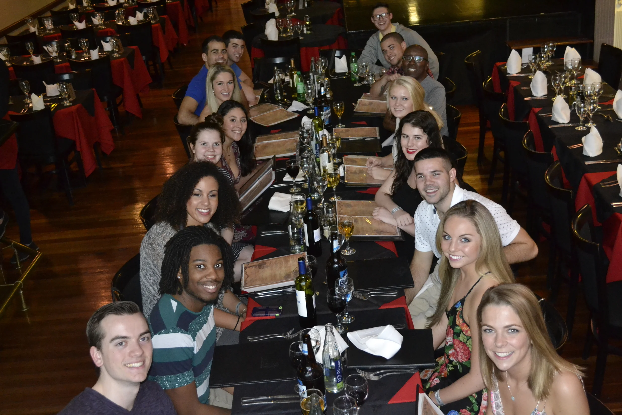 This is my whole group at dinner / a Tango show on our first night