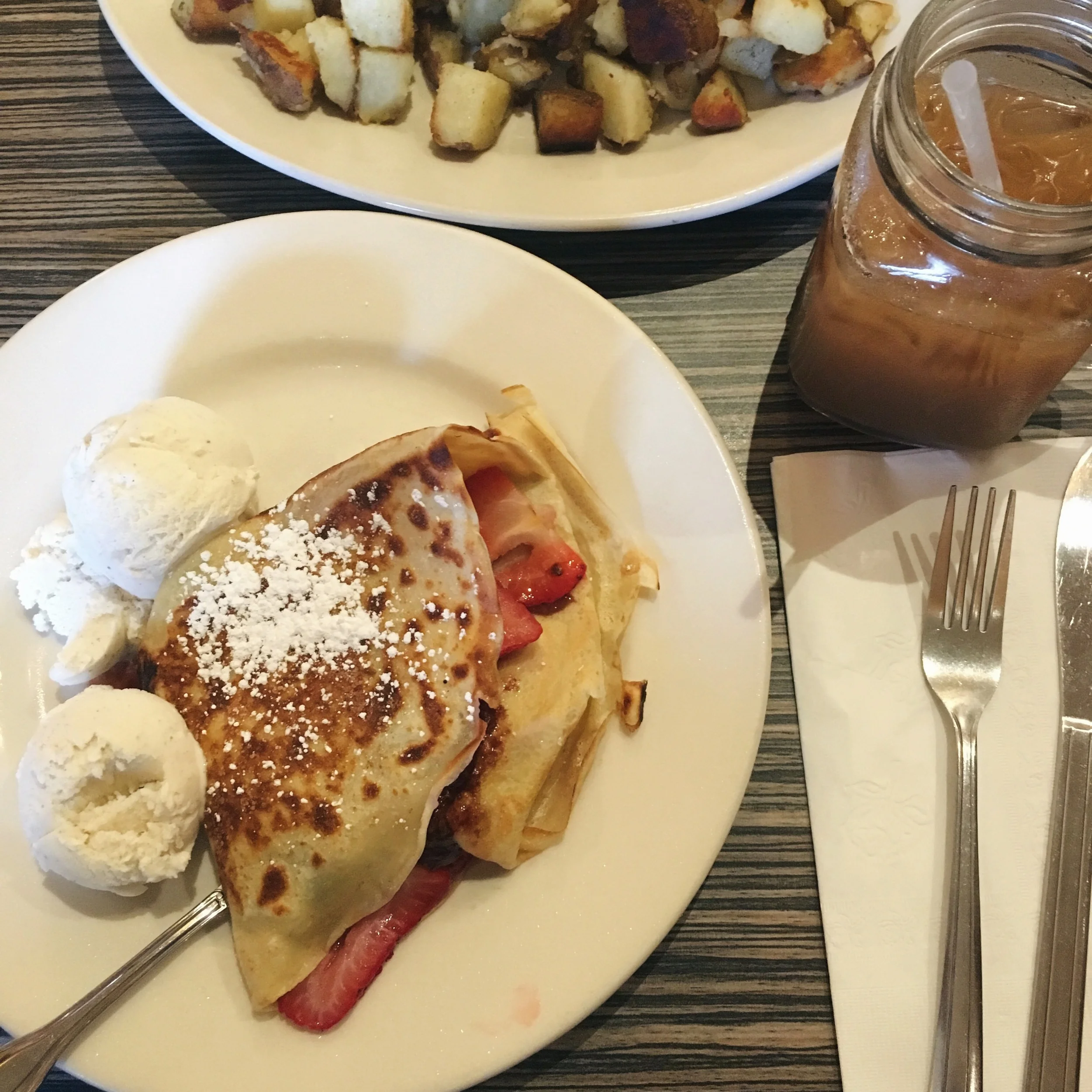 Ice cream on my crepe because I didn't just cycle for nothin'