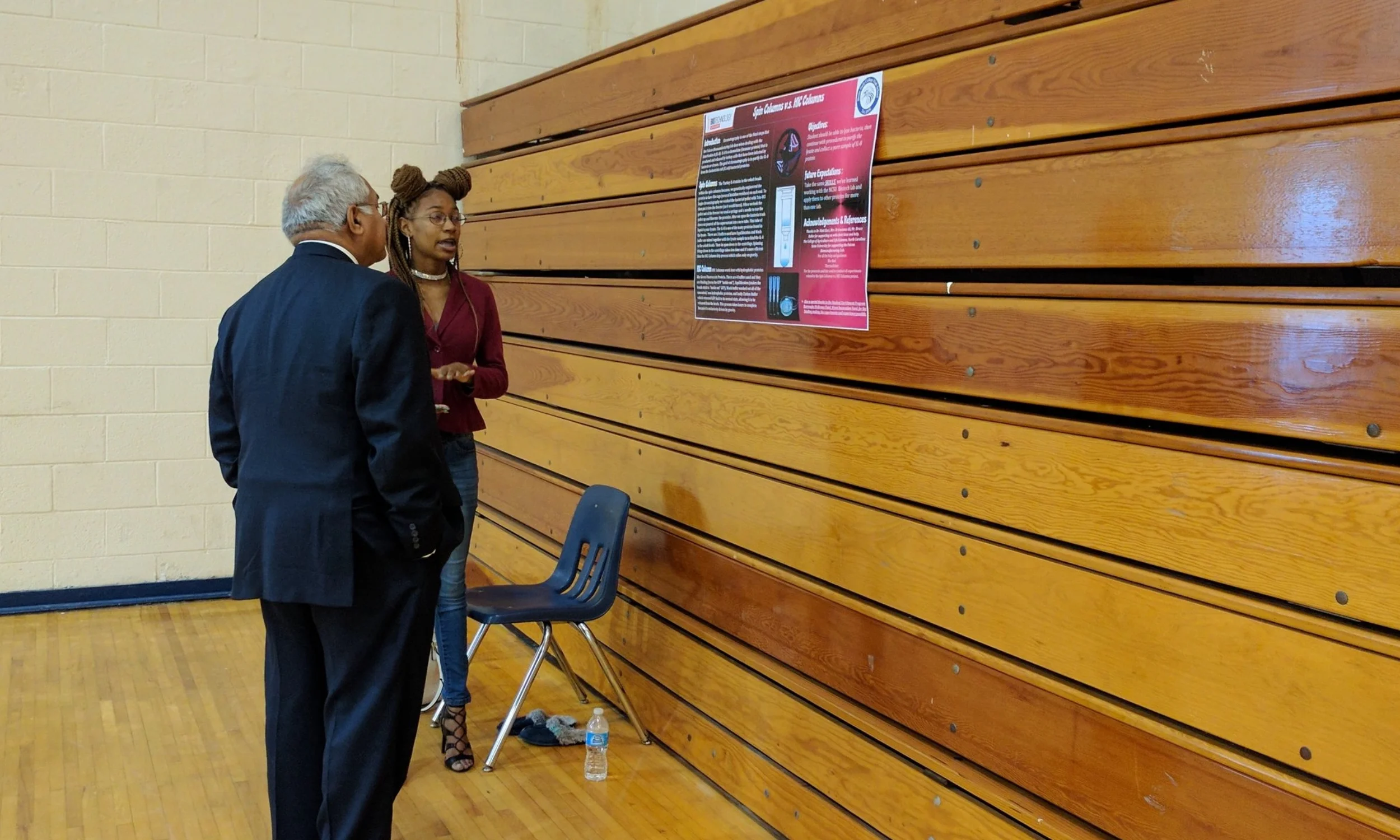  Caiyah tells Dr. Qureshi about protein purification methods. 