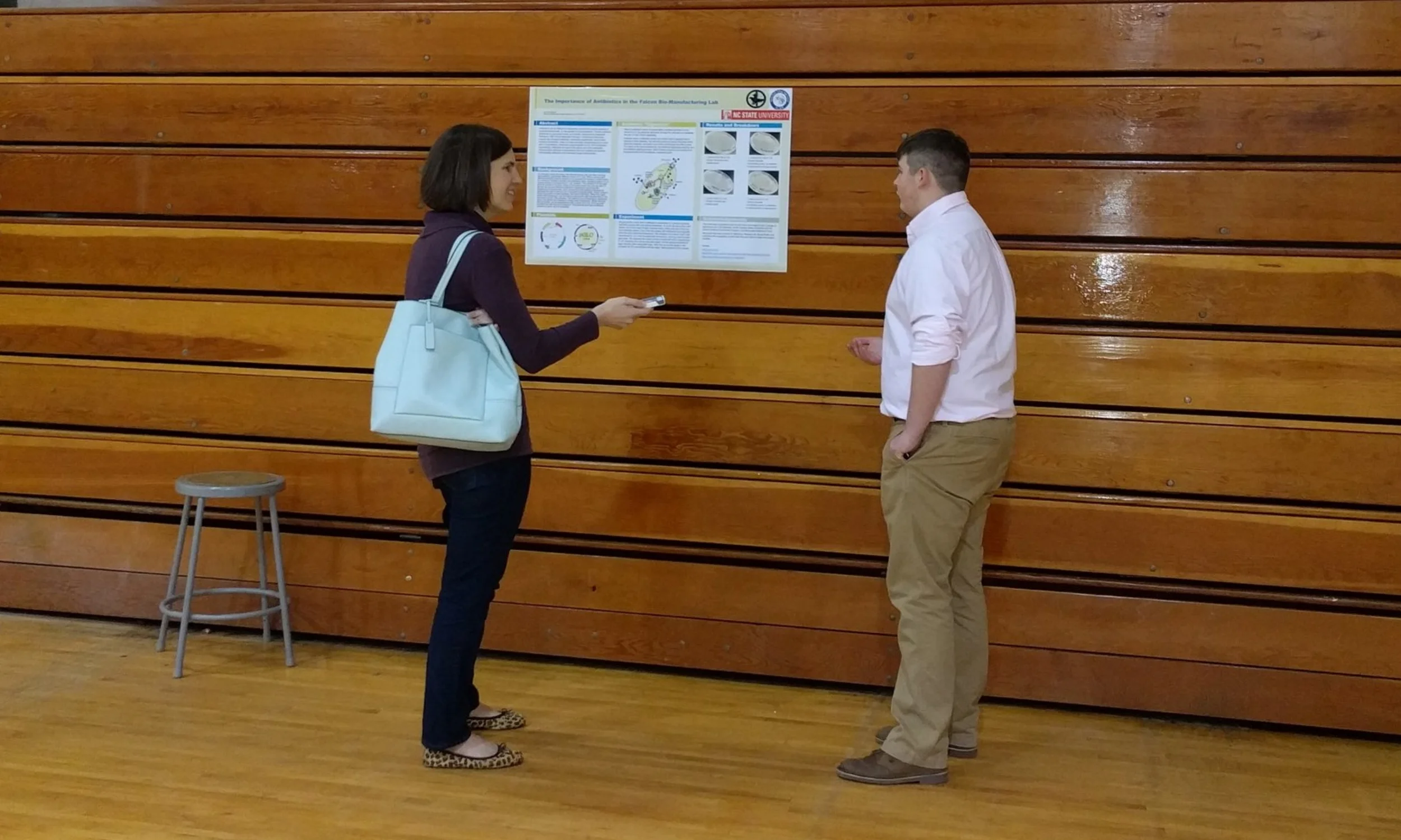  Ryan explains how antibiotic resistance genes are used in biotechnology to Suzanne Stanard from NC State CALS Communications. 