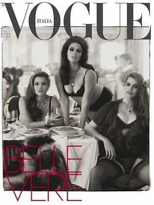 Cover of Italian Vogue June 2011. Models featured here: Tara Lynn, Candice Huffine, Robin Lawley.