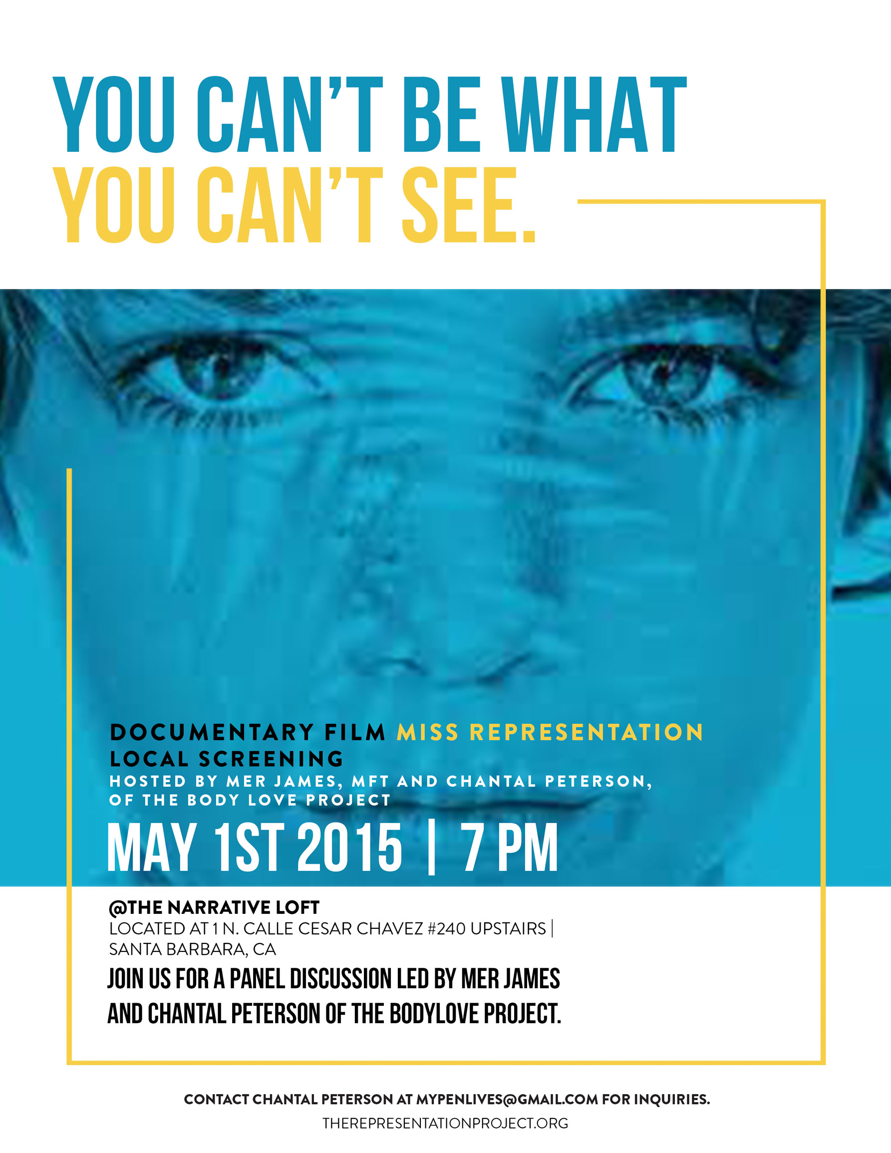 Flyer for the Santa Barbara screening of Miss Representation