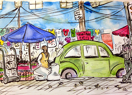 On location sketch at Tianguis Cultural del Chopo in Mexico City. October, 2015.