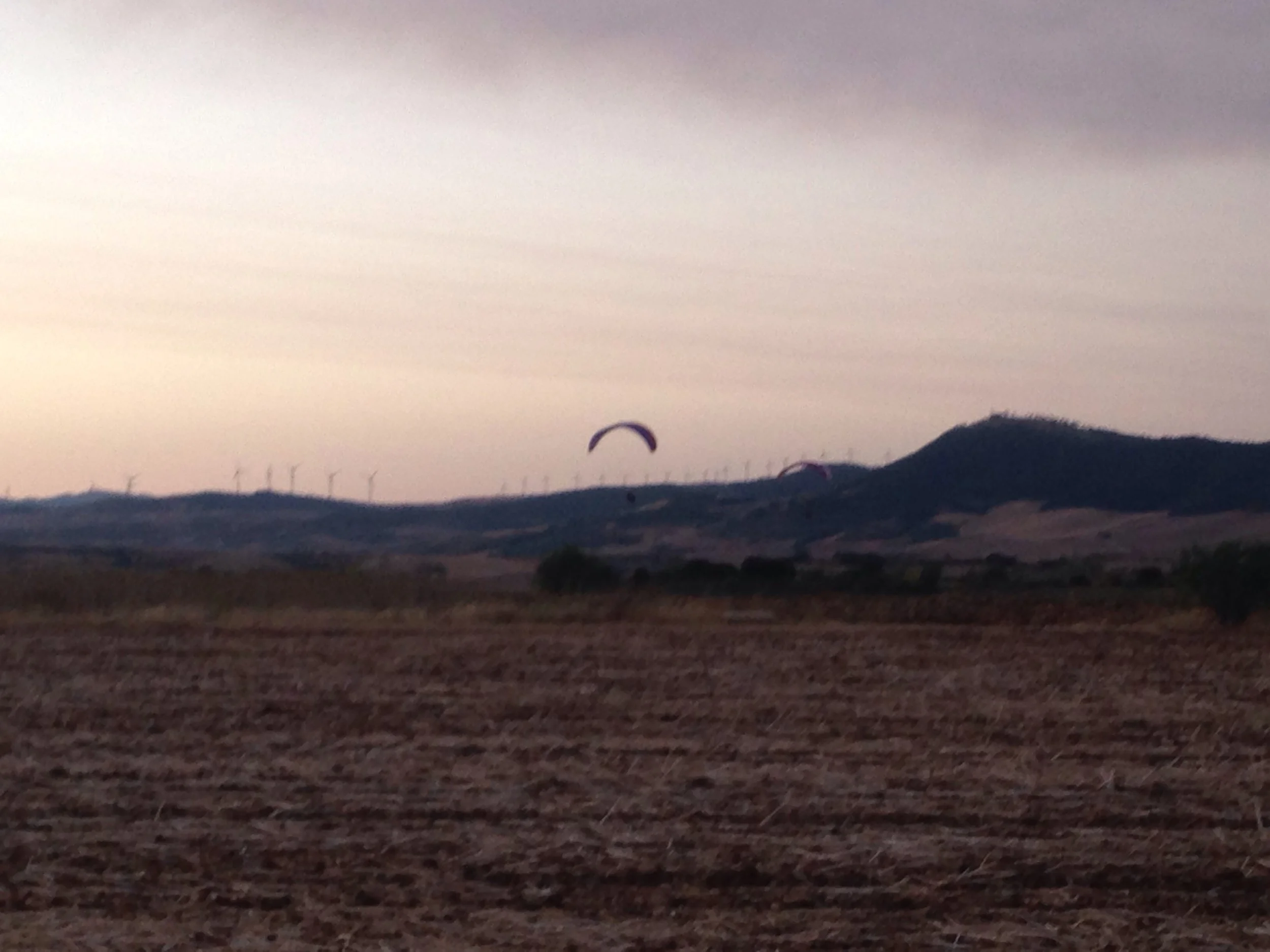 Early morning hang gliders (?) outside Uterga