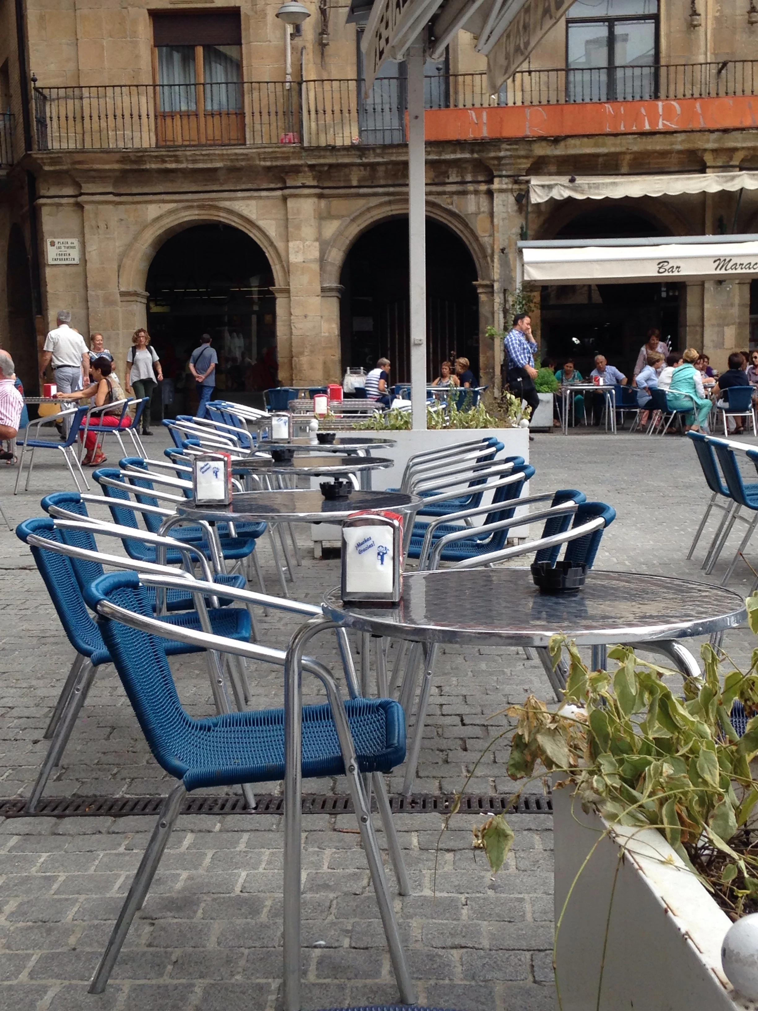Cafe chairs in Plaza Fueros