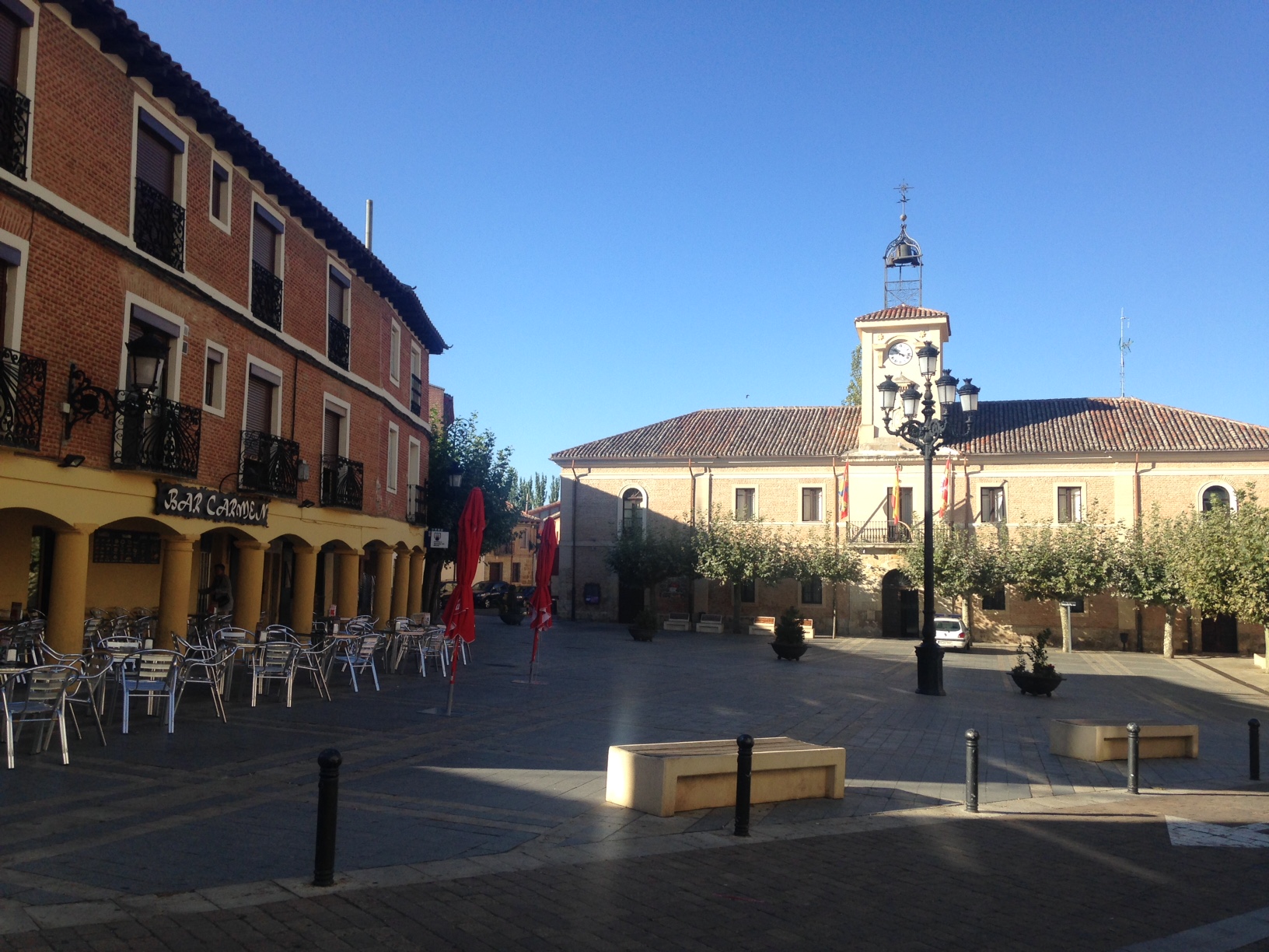 Carrion de los Condes, passing through the main square before a very long walk through the Meseta