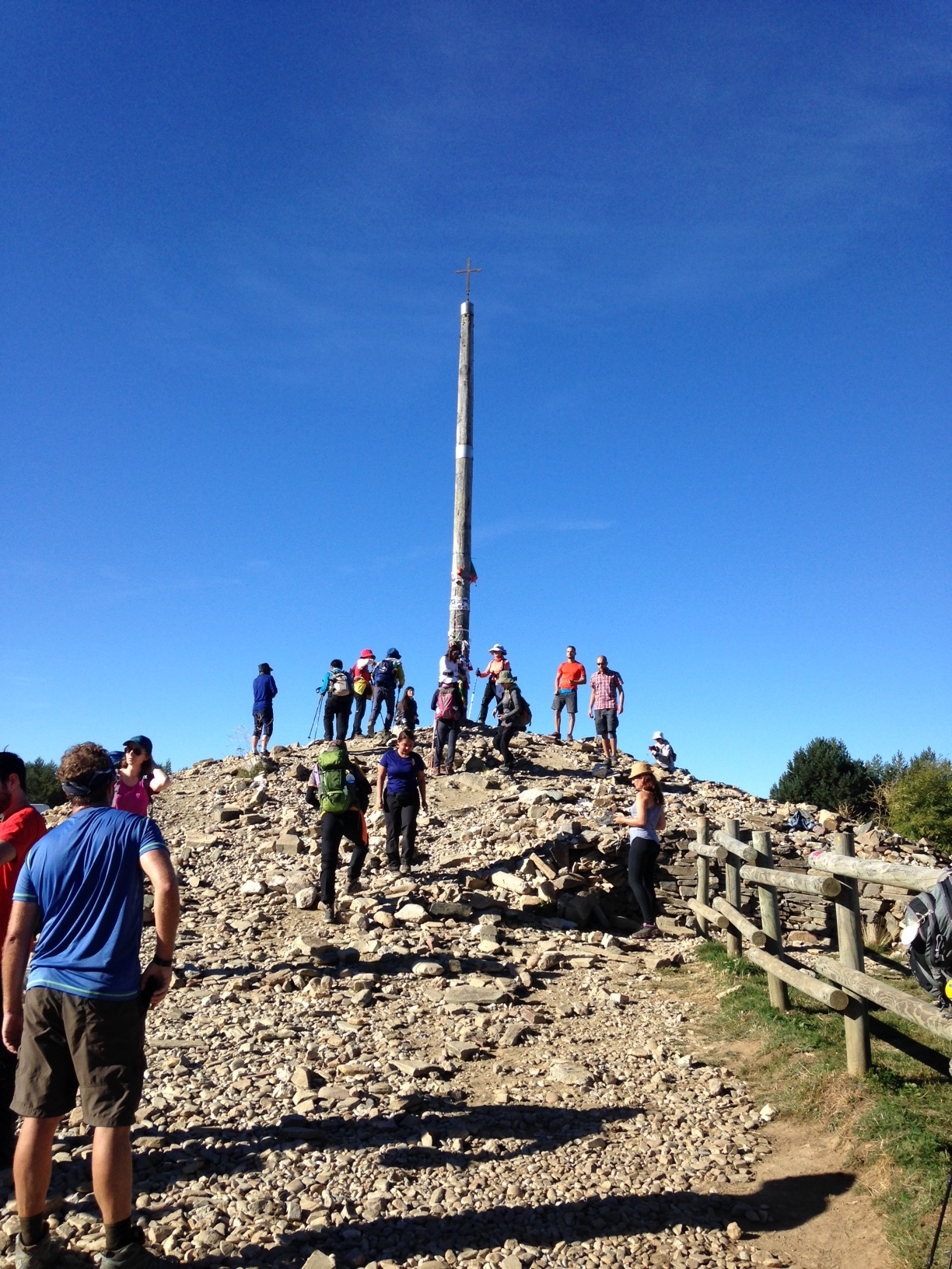 Cruz de Ferro where pilgrims leave a stone from home, also symbolically leaving behind a burden they have carried