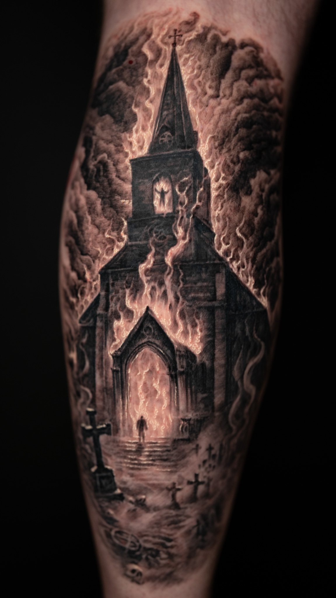 church-fire-leg-tattoo-toronto.JPG