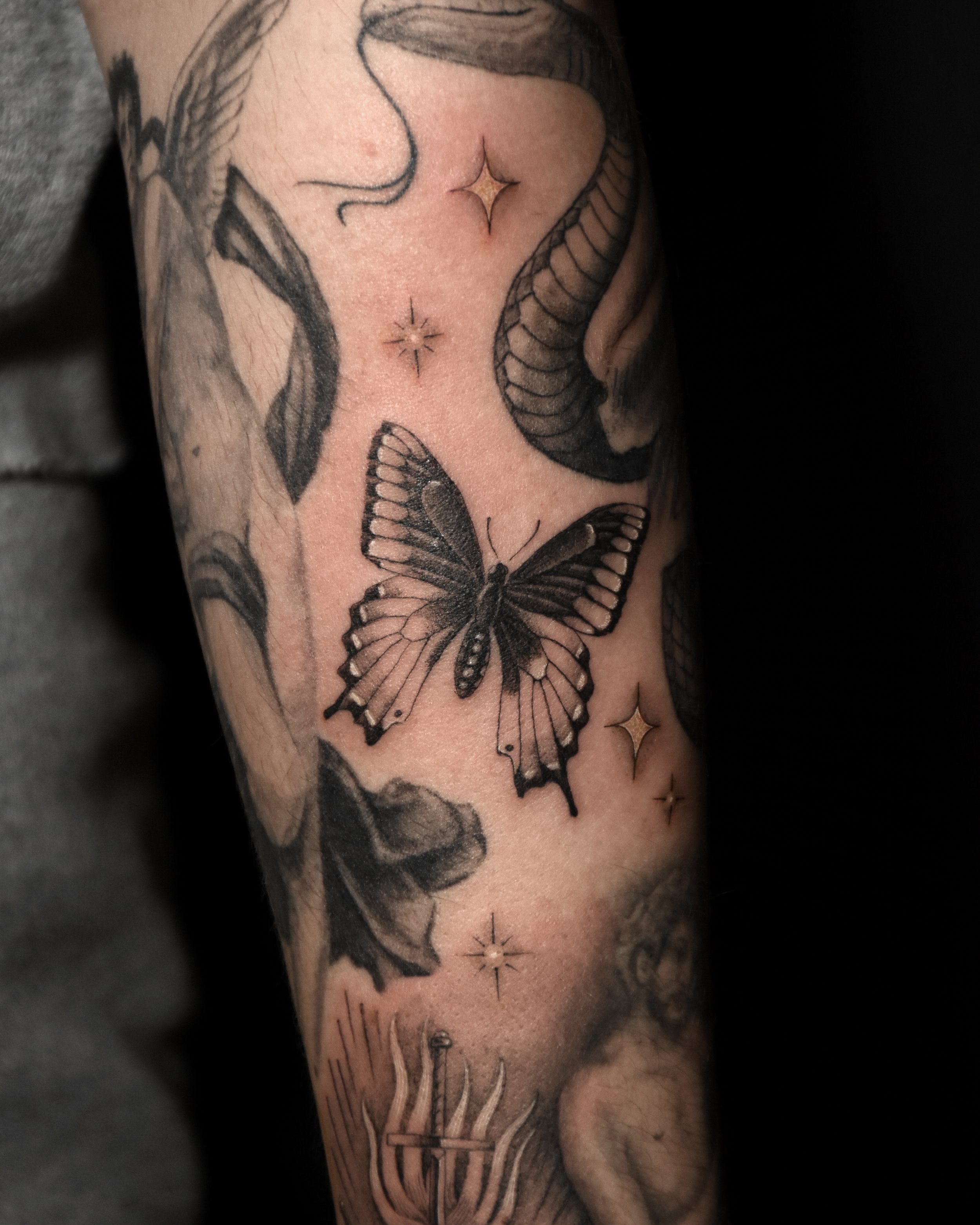 Single Needle Butterfly Tattoo Timelapse Tattoo Process 1rl  3rl  YouTube