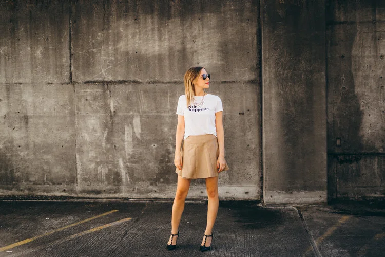 Back to fall basics: Leather and a basic tee