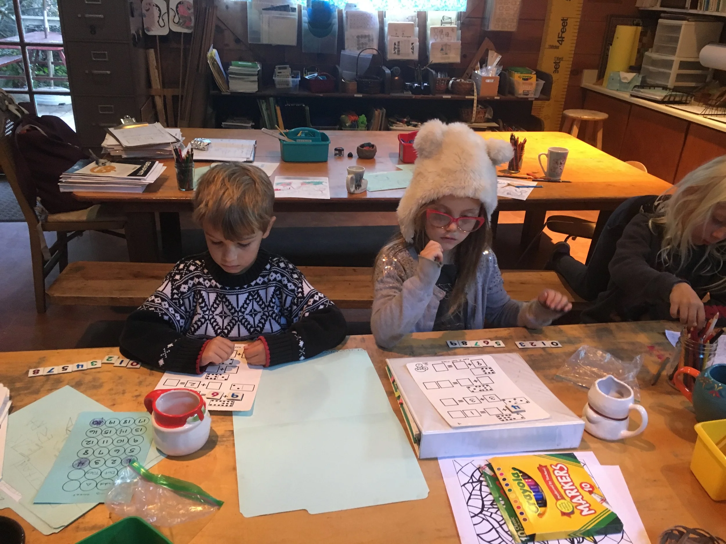 Ezra: &nbsp;"I want to try those things on the shelf." &nbsp;Chloe: &nbsp;"What's Ezra doing? I want to try that." &nbsp;Add a Dot task cards. &nbsp;We will do them as an official lesson together soon. 