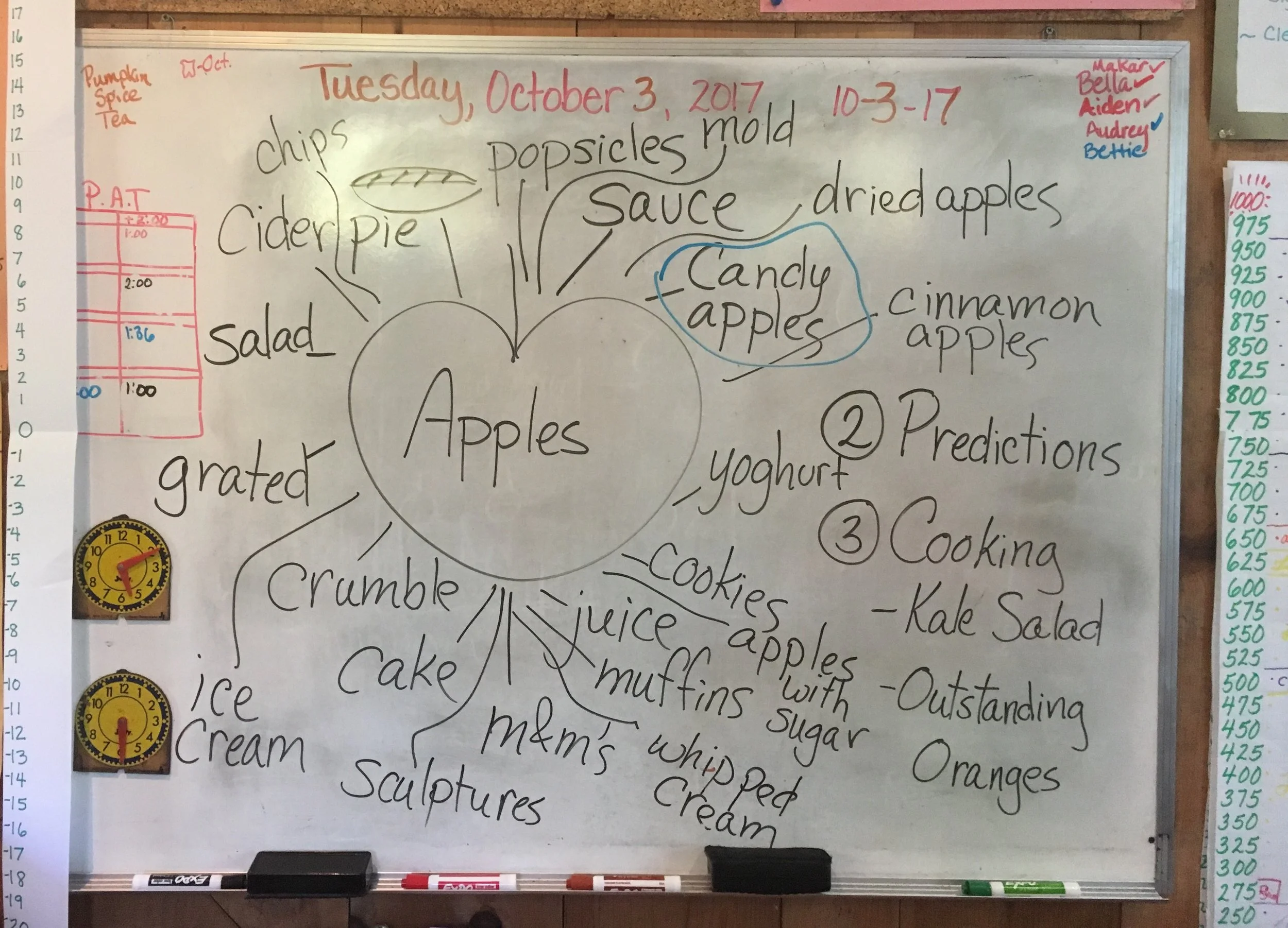 Apple mind map, each student created their own in math activity book.  