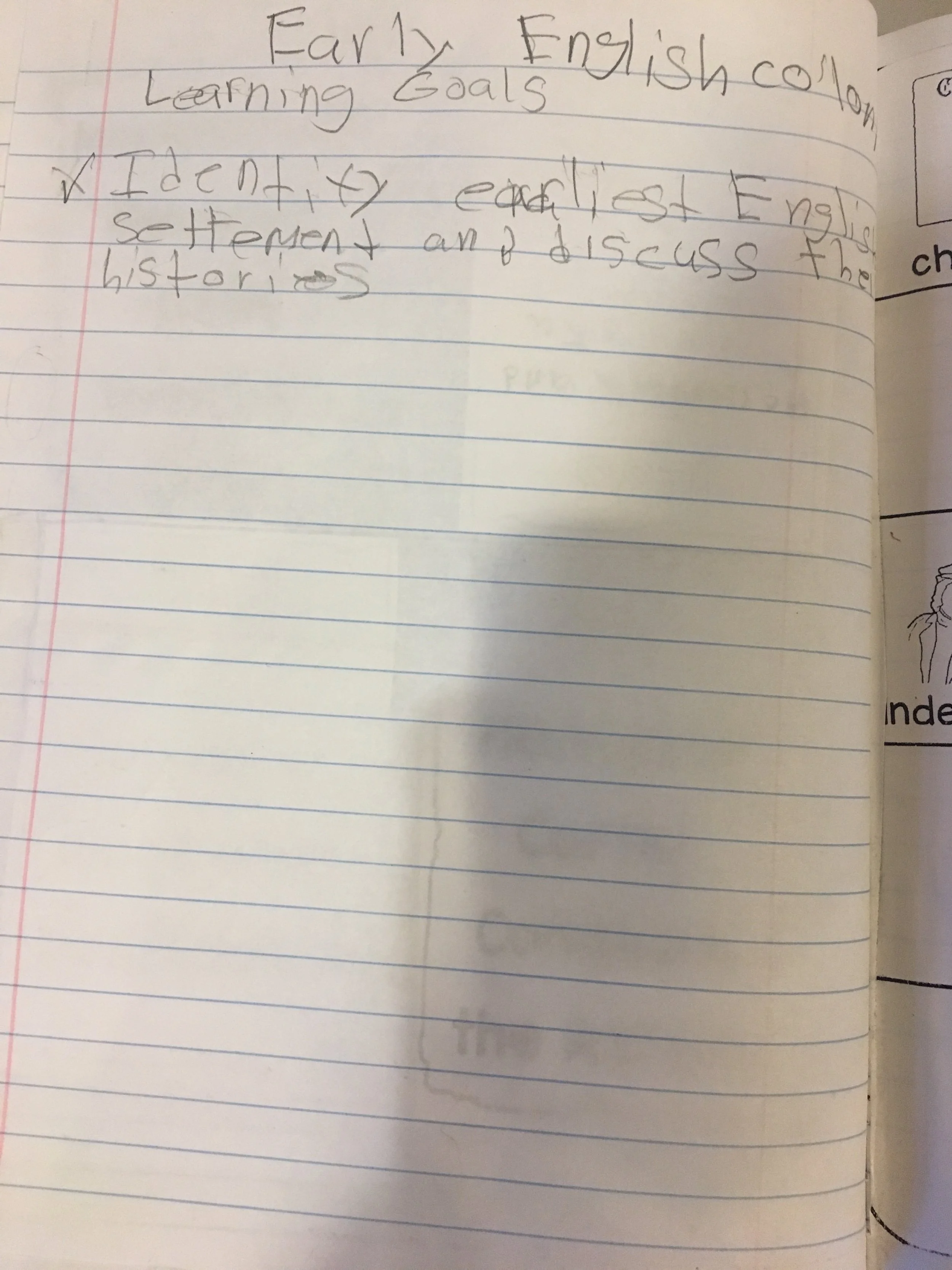 A student who at first noted he had “not yet” made his learning goal. After clarifying with me, he was able to change his response to a “check” 