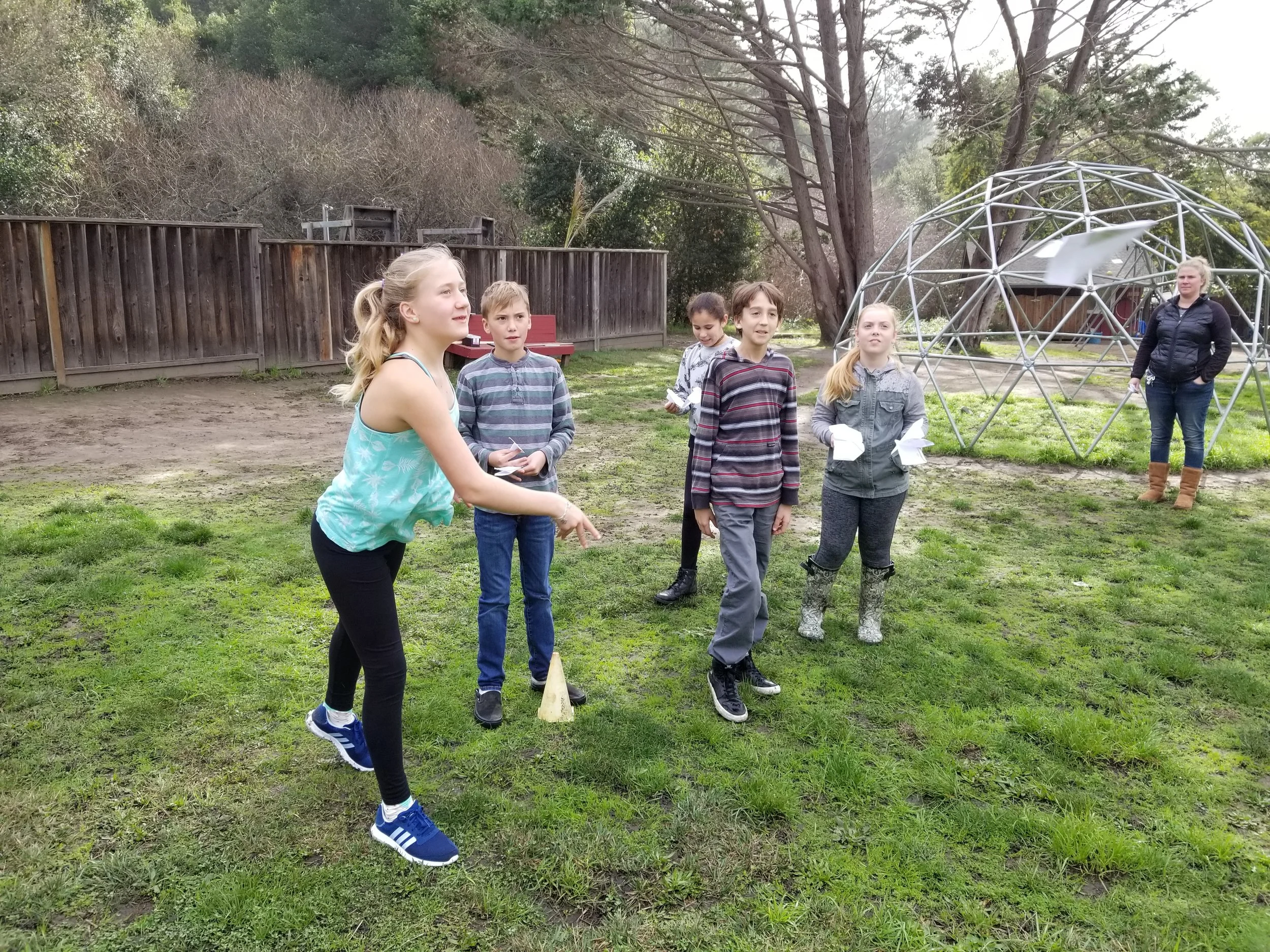 Testing paper airplanes.