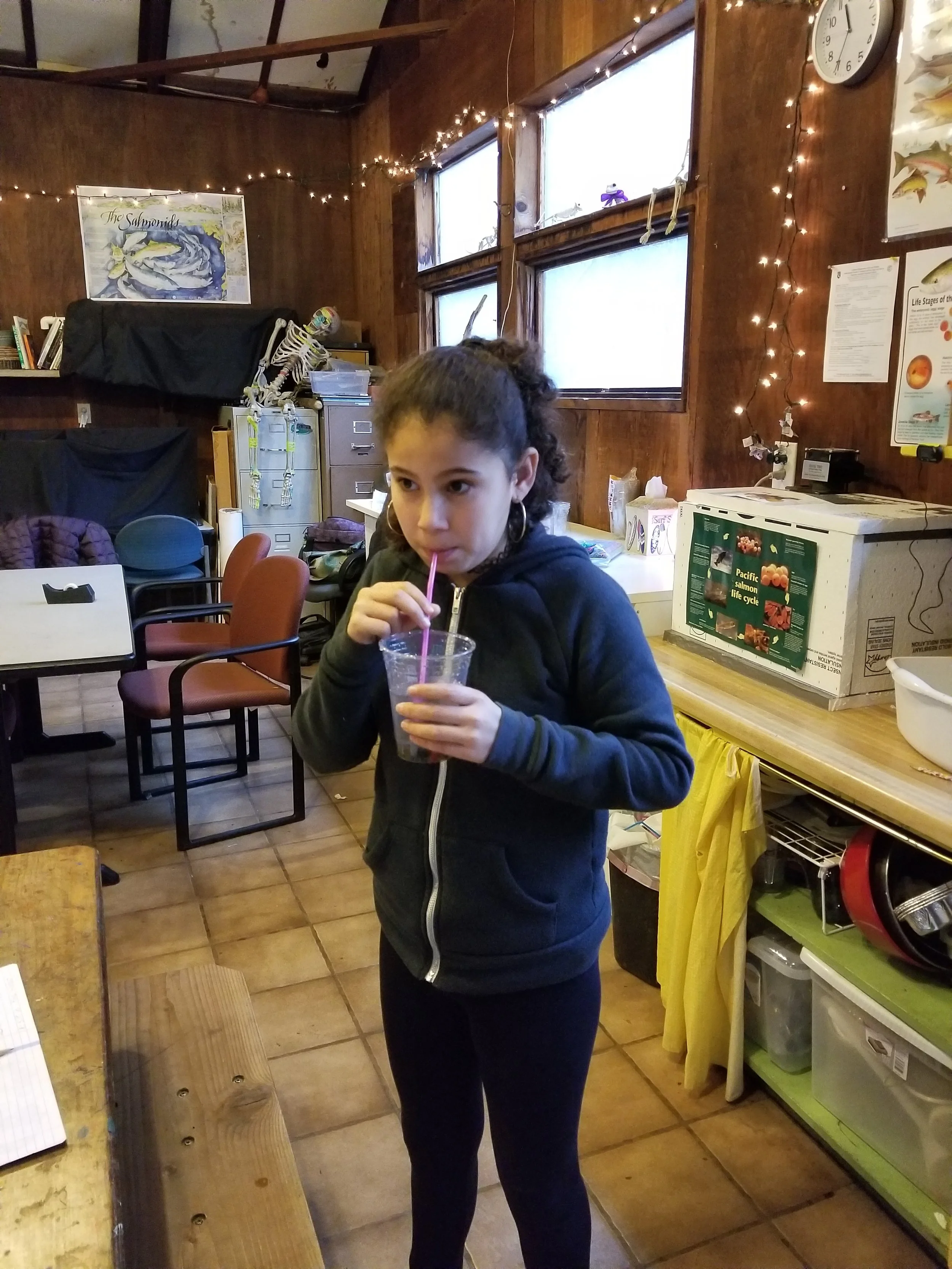 Aya doing the silt experiment.  