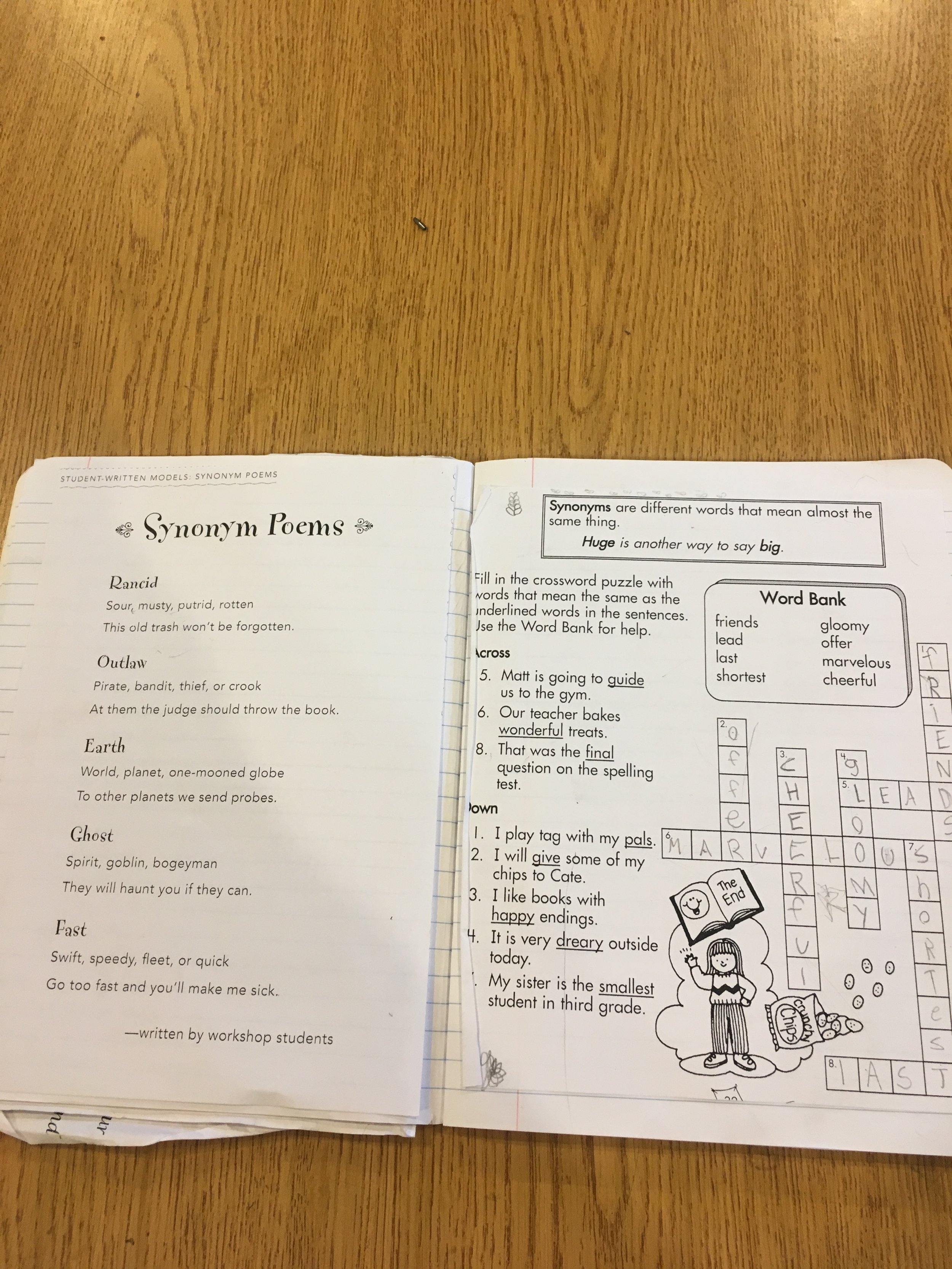 Synonym poetry to analyze, and a crossword  