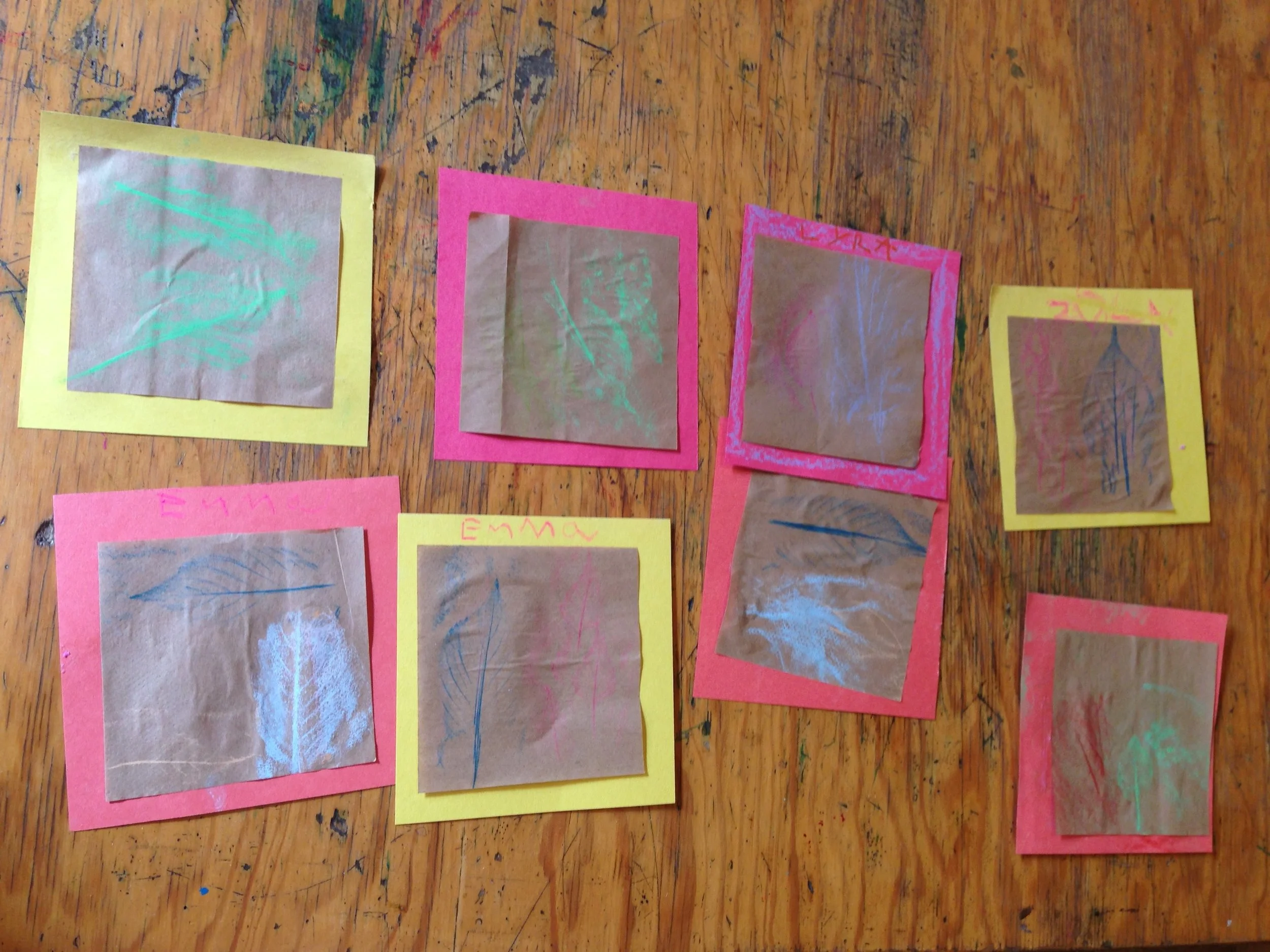 Leaf rubbing cards.