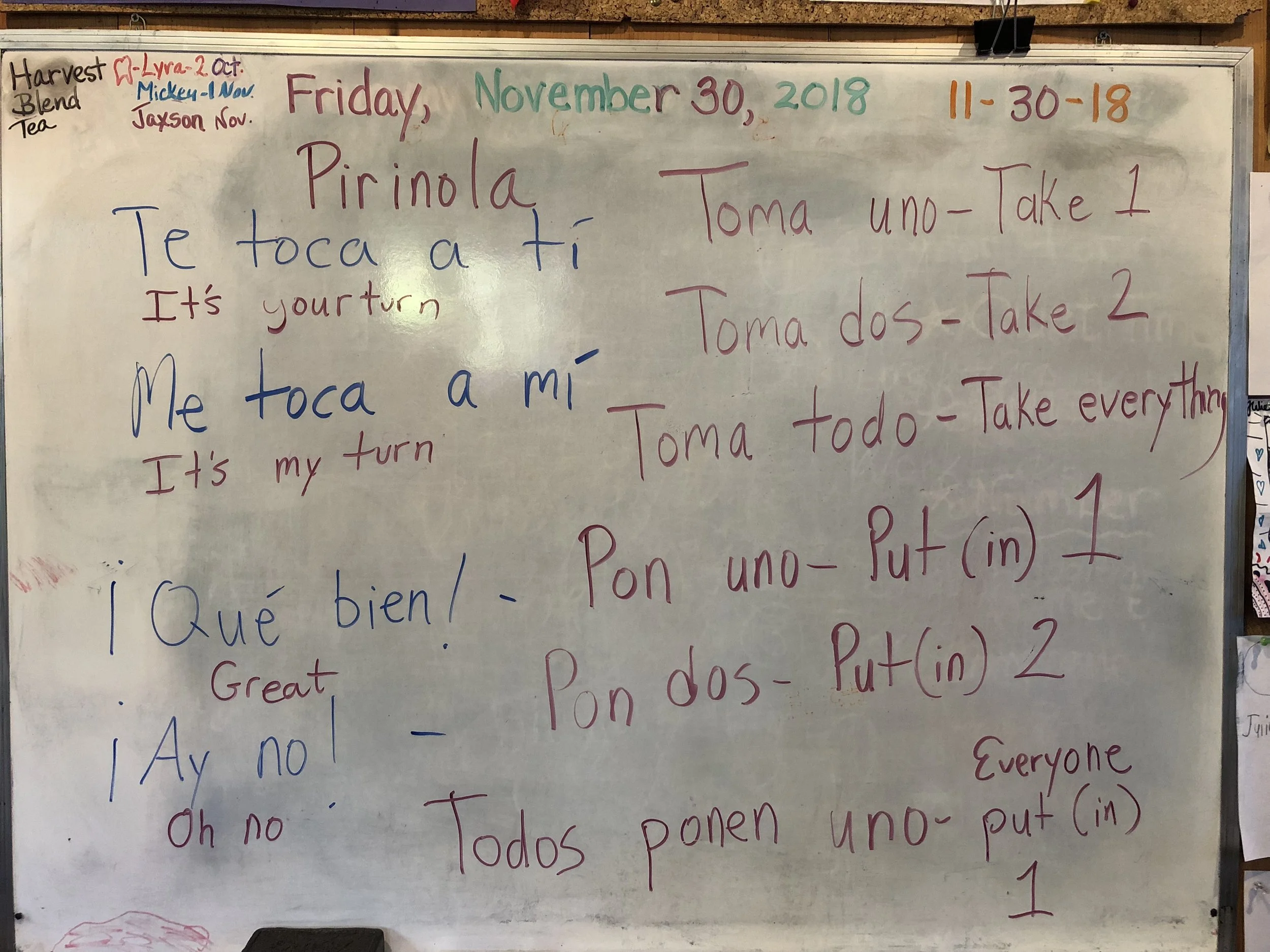 For this class, we just used the vocabulary on the right that goes with the words on the game. They really got the hang of it. Games are wonderful!