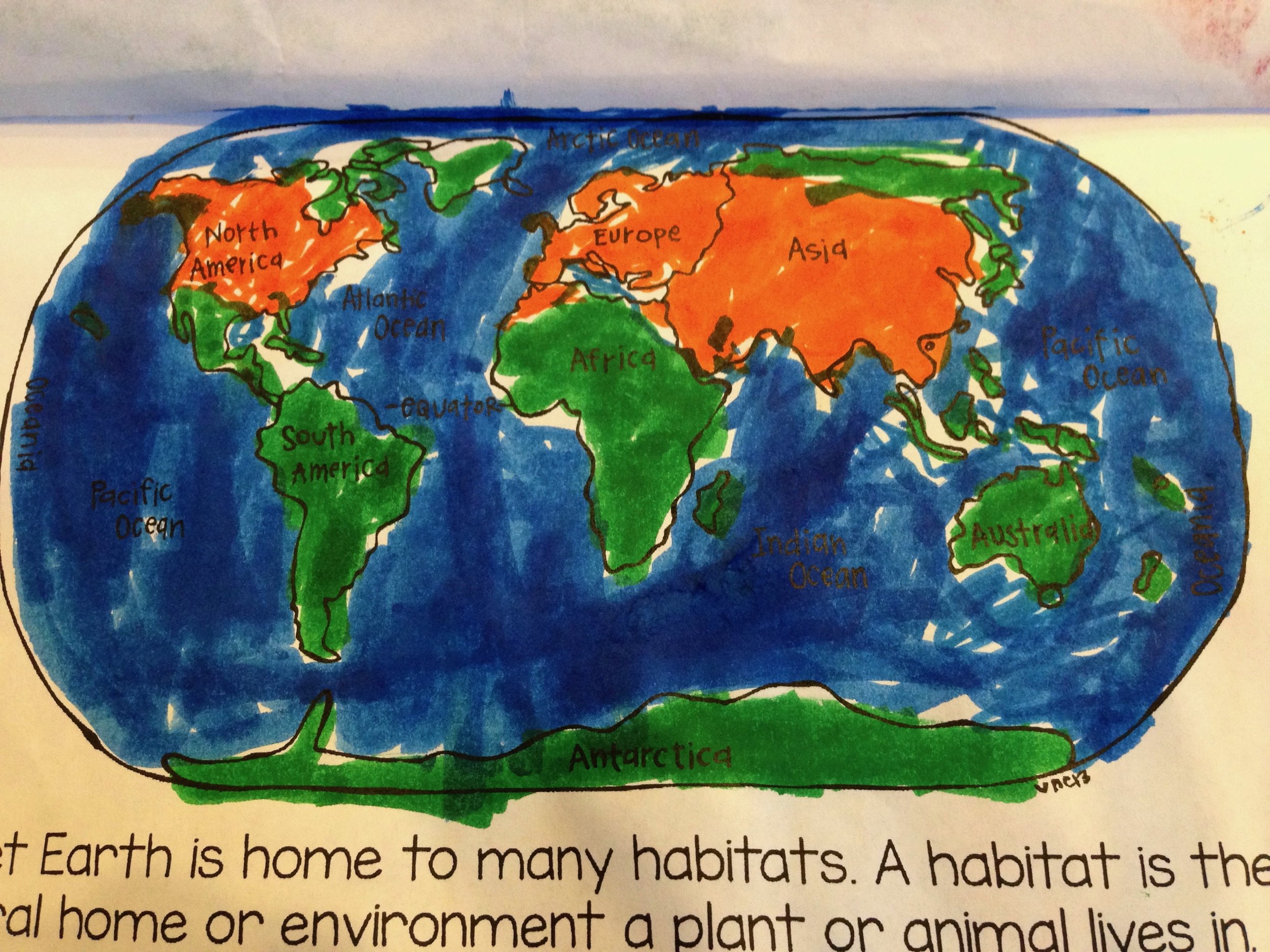 Students colored their animal’s range a different color on their maps.