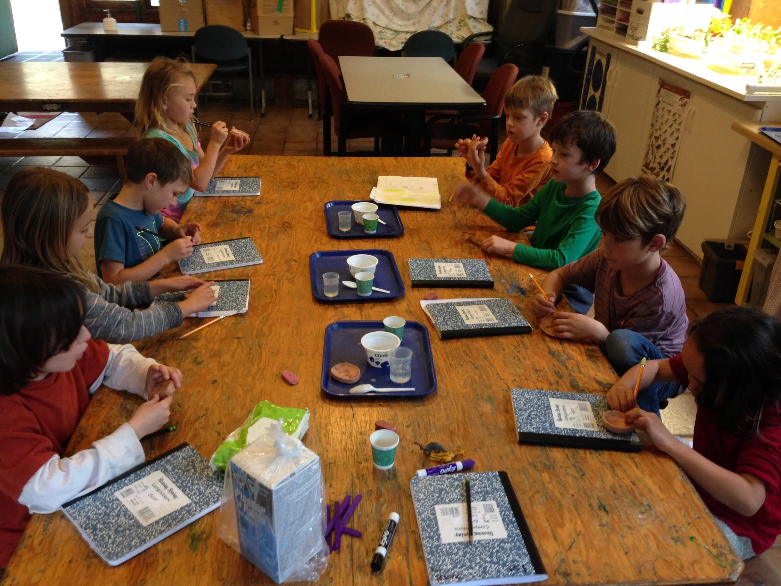 Creating a mold from clay.
