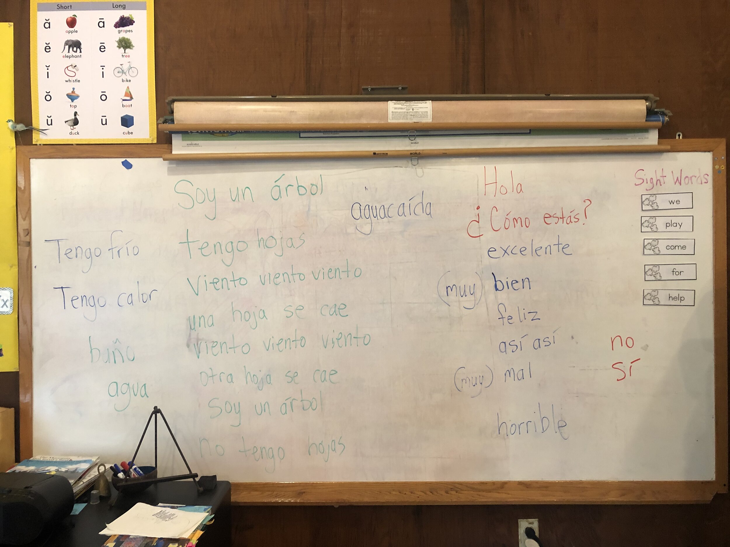 Brainstormed various vocabulary that we learned. Played a game called Repollo (cabbage) to practice vocabulary