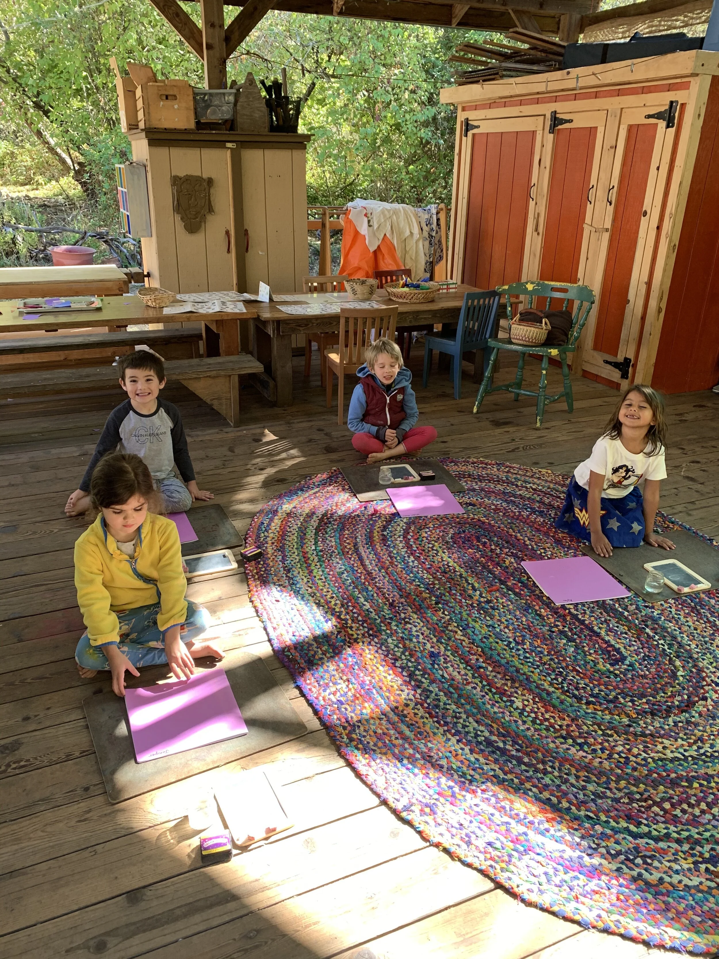 On Wednesdays, I have the opportunity to work with the children in a small group while Linda takes half the class to pottery. Then we switch groups. Here are the kids ready to practice handwriting. As you can see, the sun shining through the apex of…