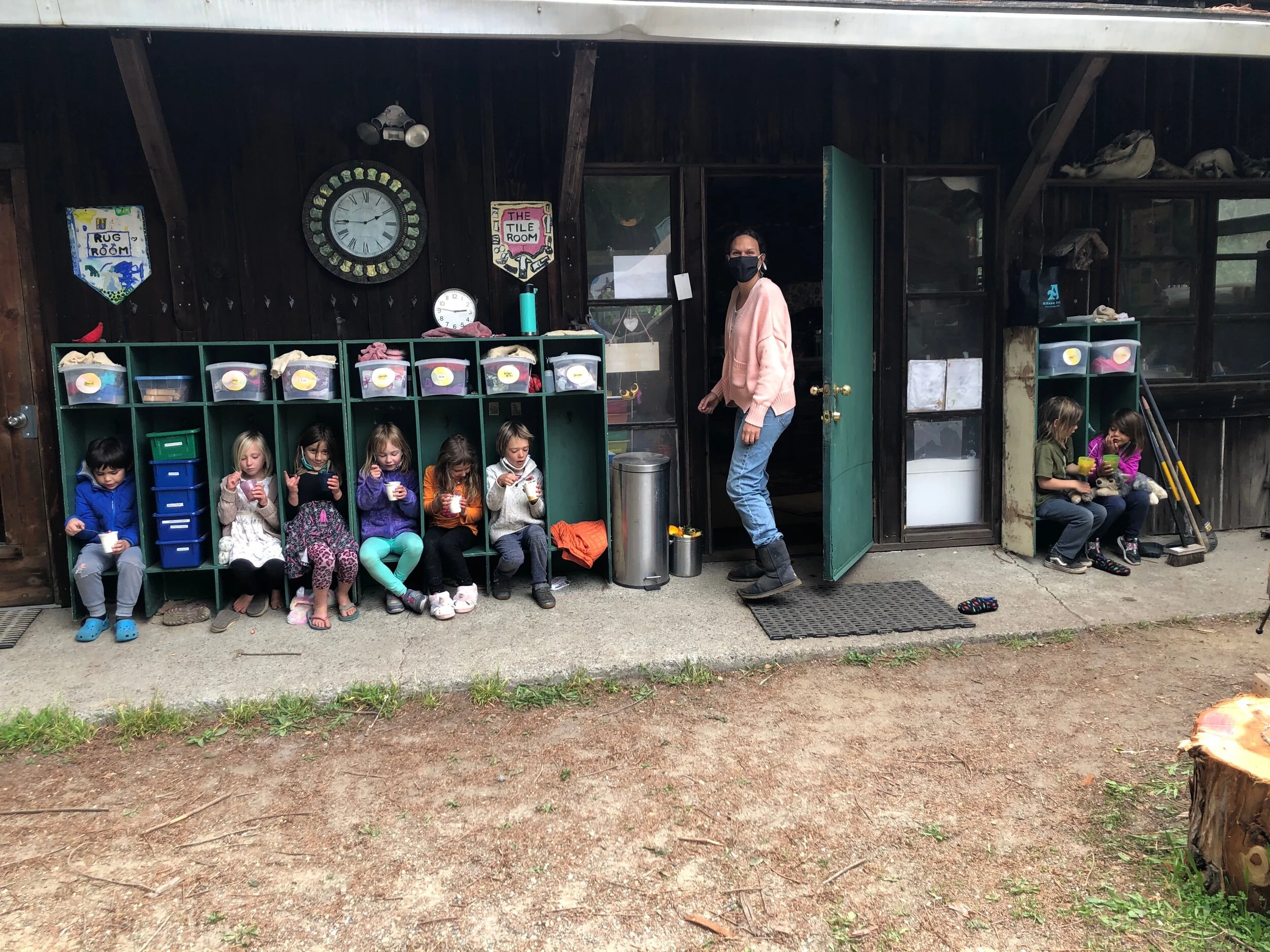 Great shot snapped by Ty, who aides the kinders on Thursday afternoons. The kids all ended up sitting in their cubbies to eat their banana ice cream.