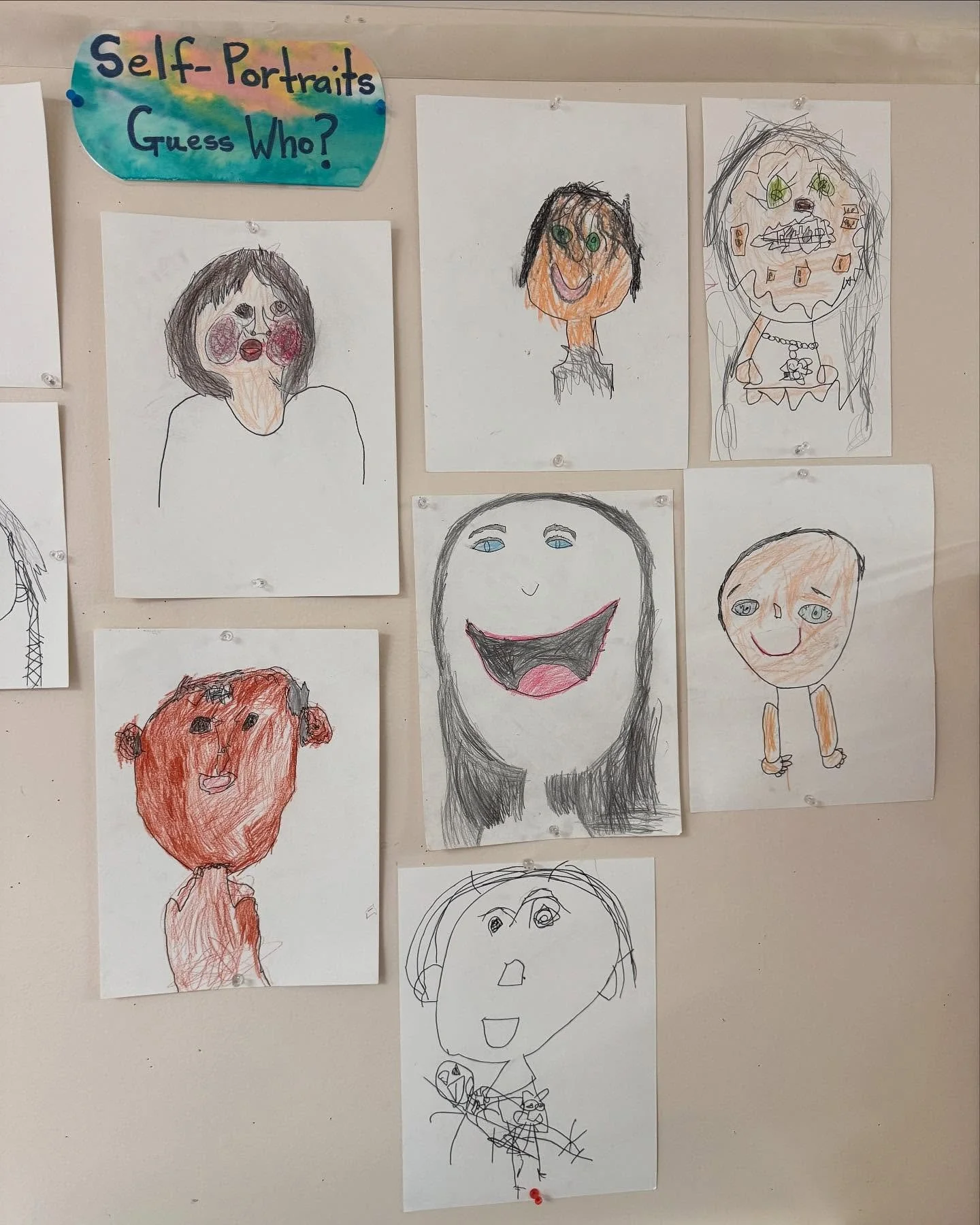Beautiful Kindergarten Self Portraits. #orchardschoolaptos #kinderart #selfportraits