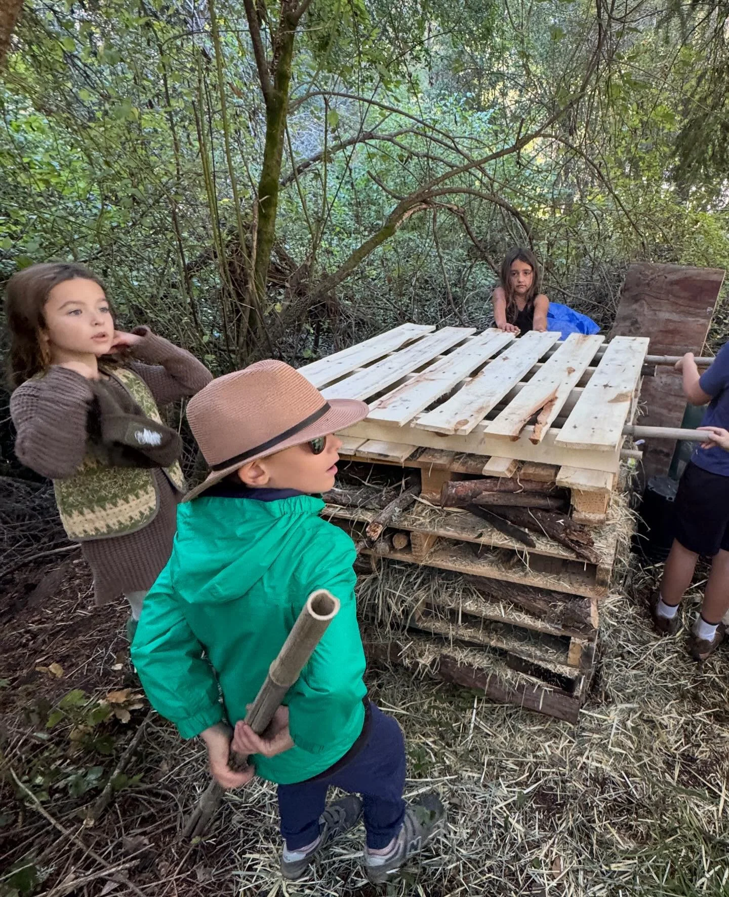 Beekeeping class also means caring for native bees and insects. Here are students who helped make a &ldquo;bee hotel&rdquo;. #orchardschoolaptos #kidsbeekeeping #nativebees #beehotel #farmschool #handsonlearning
