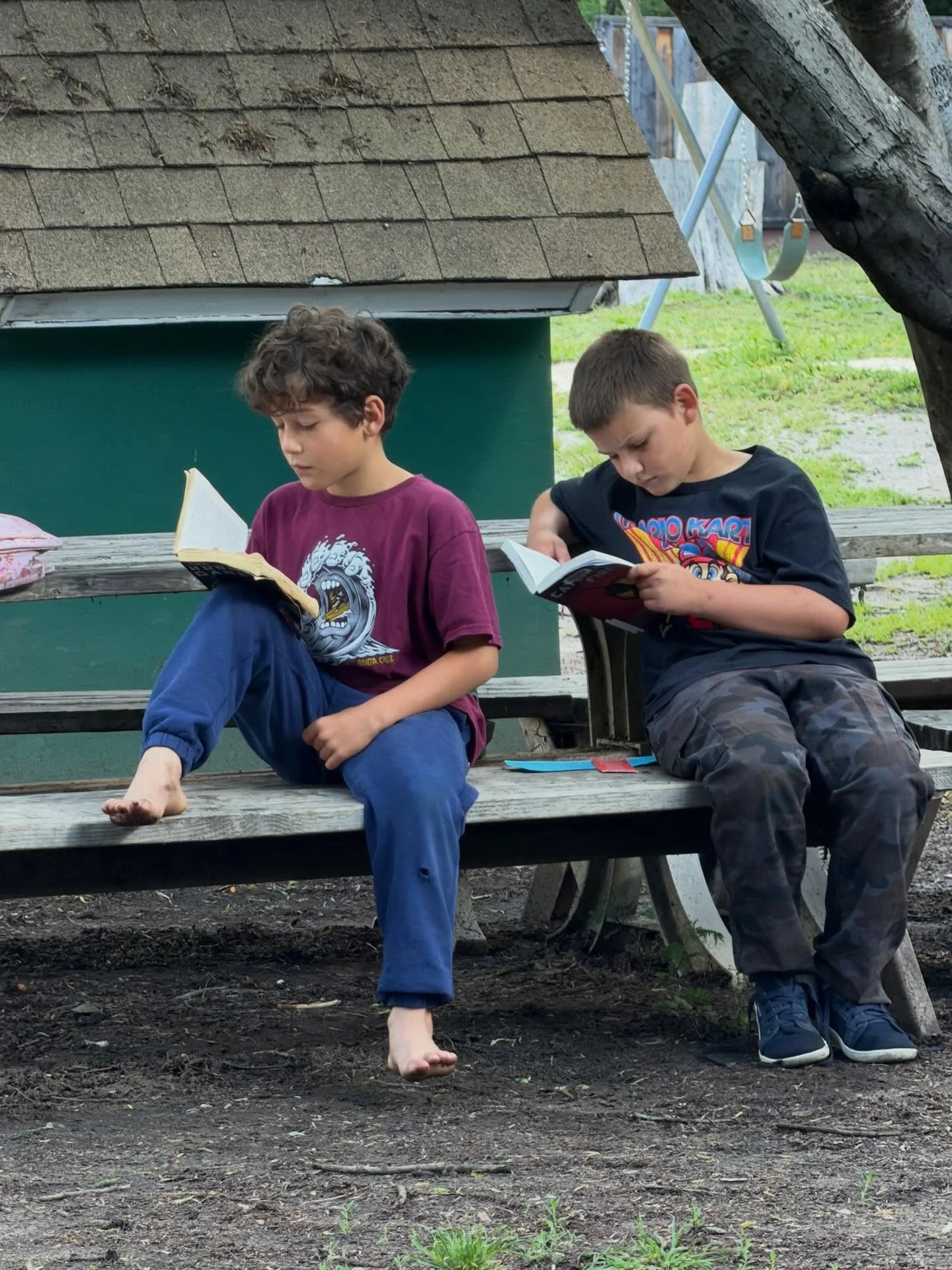 Reading at Recess. These guys have caught the reading bug.