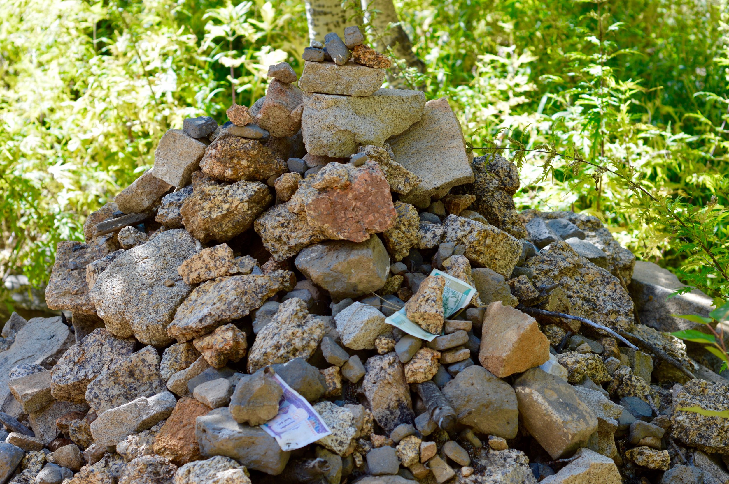 An ovoo - a sacred stack of rocks