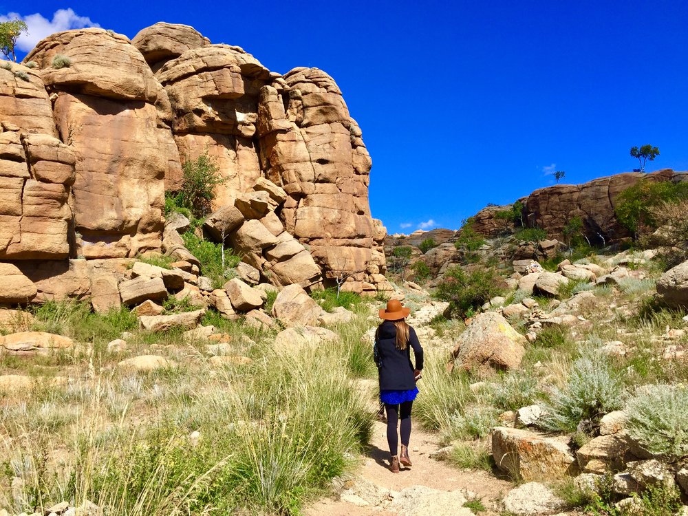 Bobbi walking into the monastery