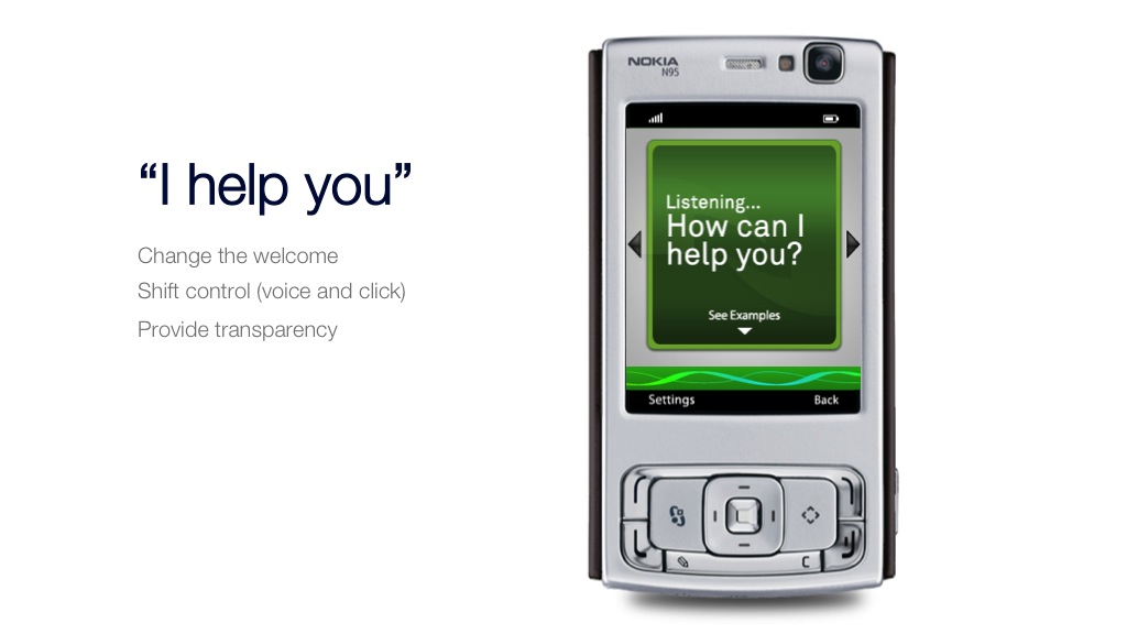 The final solution, a shift from command to assist, visual voice cue and hints