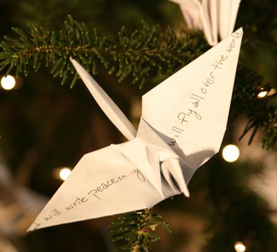 "I will write peace on your wings and you will fly all over the world"