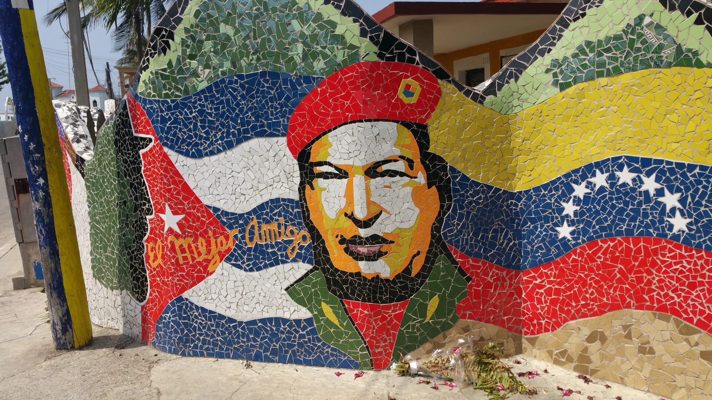 Political art representations such as this mural of the late President Hugo Chavez of Venezuela are found in many places.