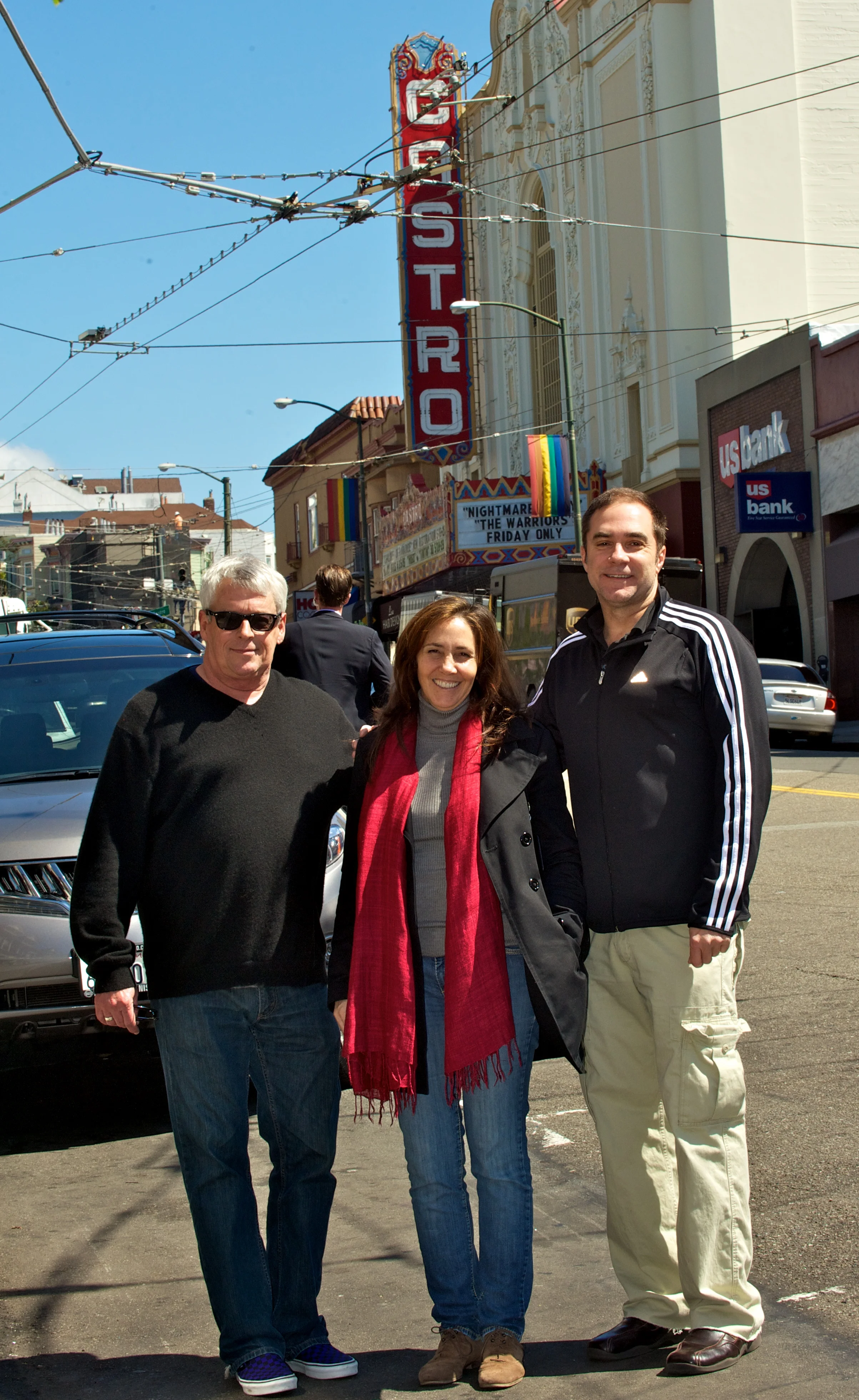 Cleve Jones, Mariela Castro and Jeff Cotter in front of the San Francisco’s Castro Theater (2012)