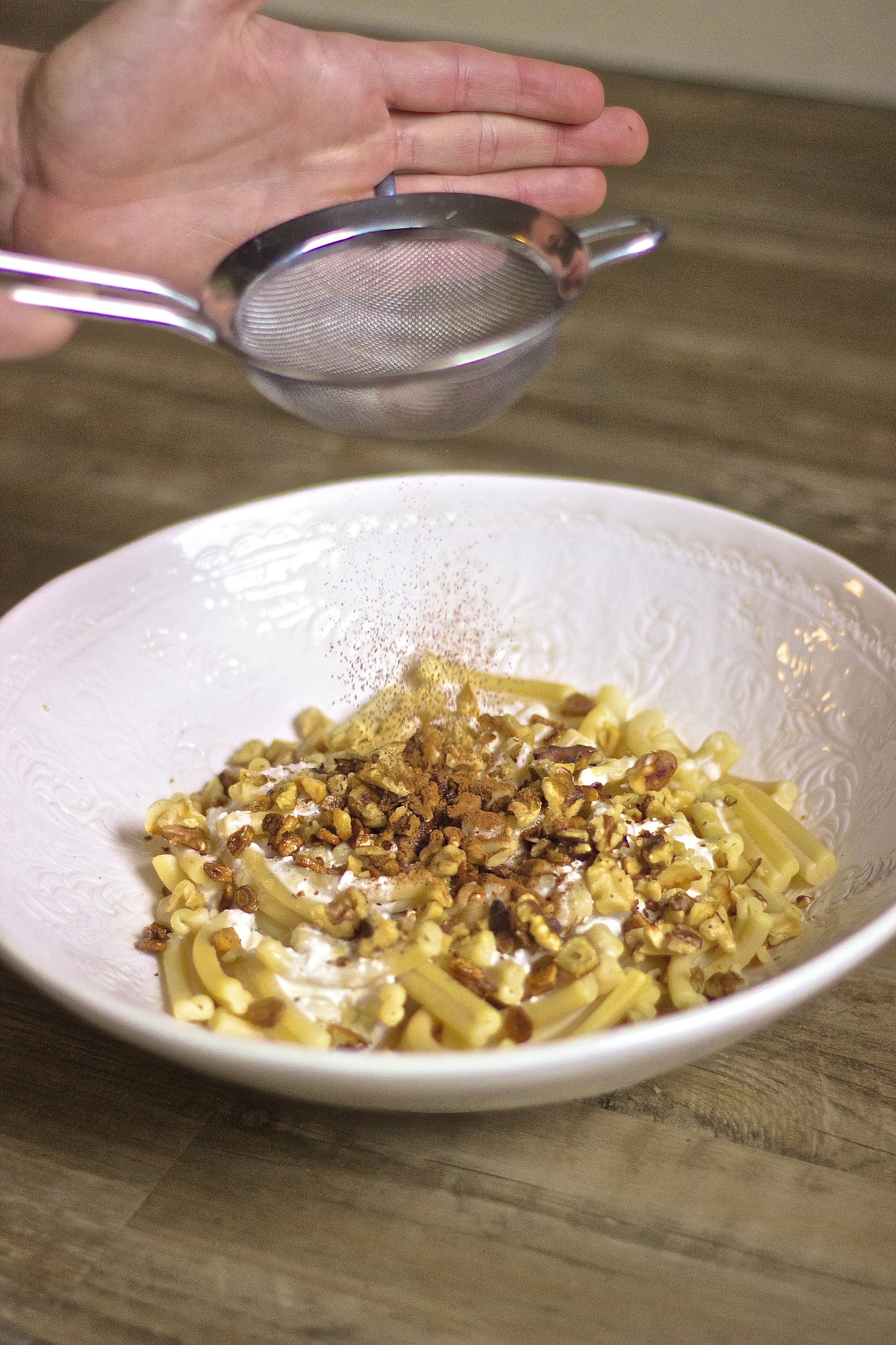 Fusilli with Whipped Feta, Cinnamon, & Crispy Garlic | Kneading Home