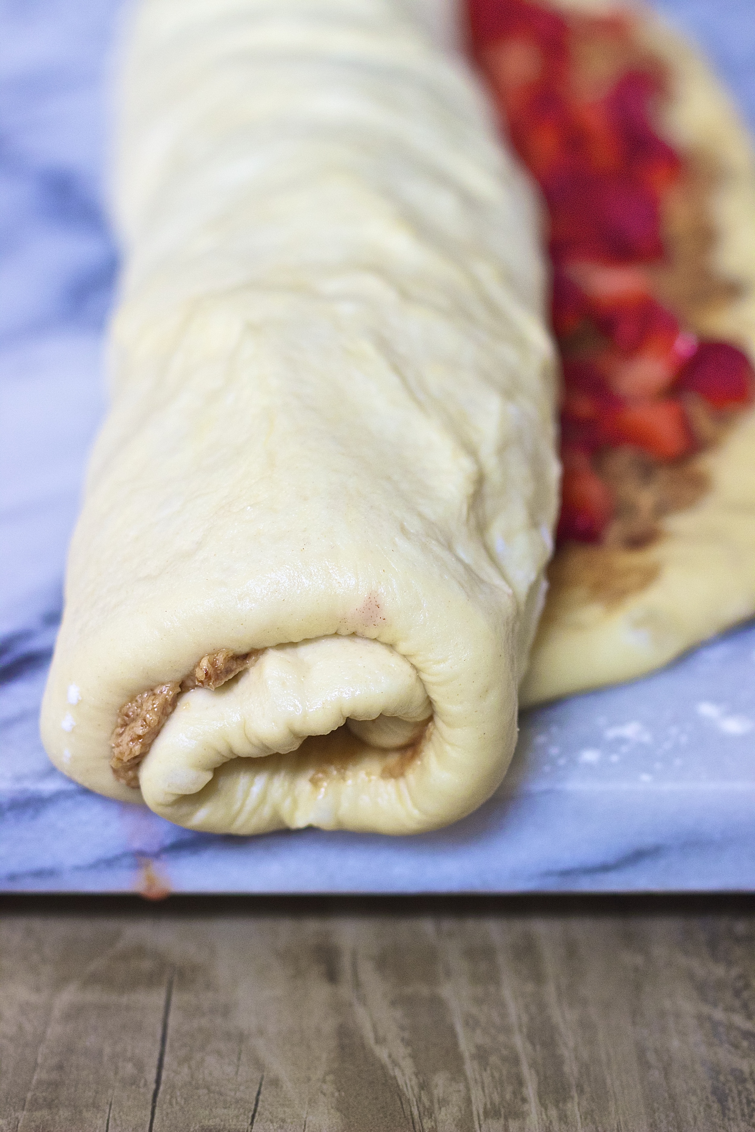 Strawberry Rhubarb Cinnamon Rolls | Kneading Home 