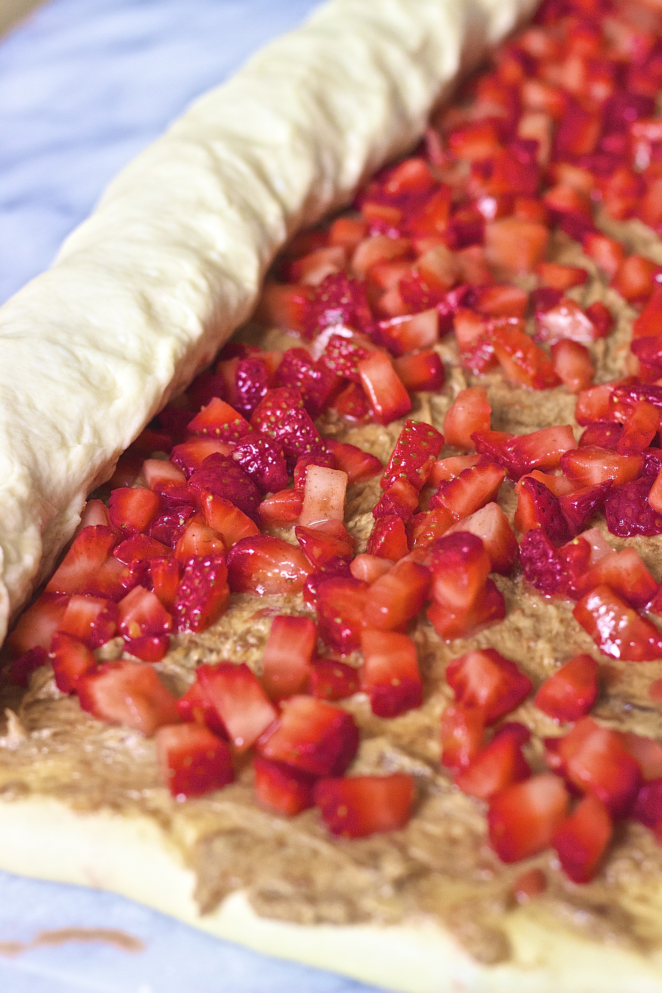 Strawberry Rhubarb Cinnamon Rolls | Kneading Home 