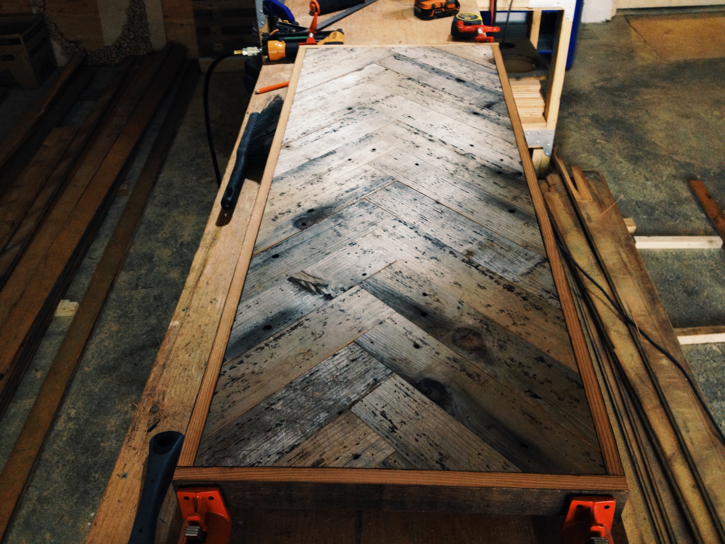Herringbone Coffee Table - in process