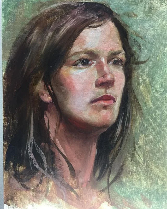 &ldquo;Julie C&rdquo; 9x12. Oil on linen. First time painting with with led light and palette, and liking how much color I can see!
#oilonpanel #portraits #oilpainting #marialeecollections