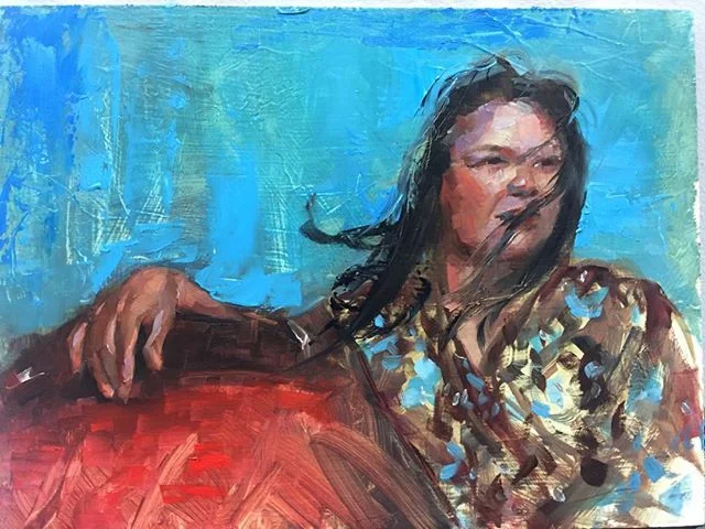 &ldquo;Edna R.&rdquo; 9x12. Oil on wood panel. First time I paint blowing hair in long pose. I like the directional lines adding to the composition of the piece.#allaprima #oilportrait #oilonpanel #marialeecollections