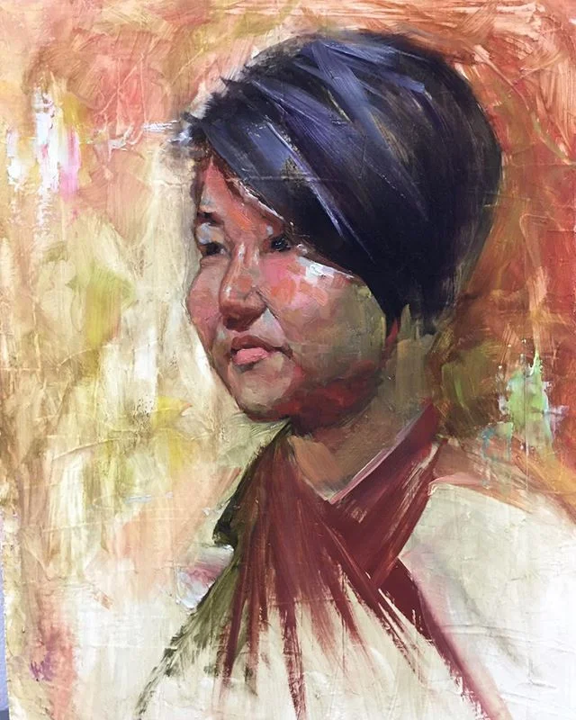 @minismproverbs &ldquo;Min Y&rdquo; 9x12. Oil on panel. 
Thanks for a lovely pose! #portrait #fineart #oilonpanel #asianmodel #womanpaintingwoman #marialeecollections #paintings