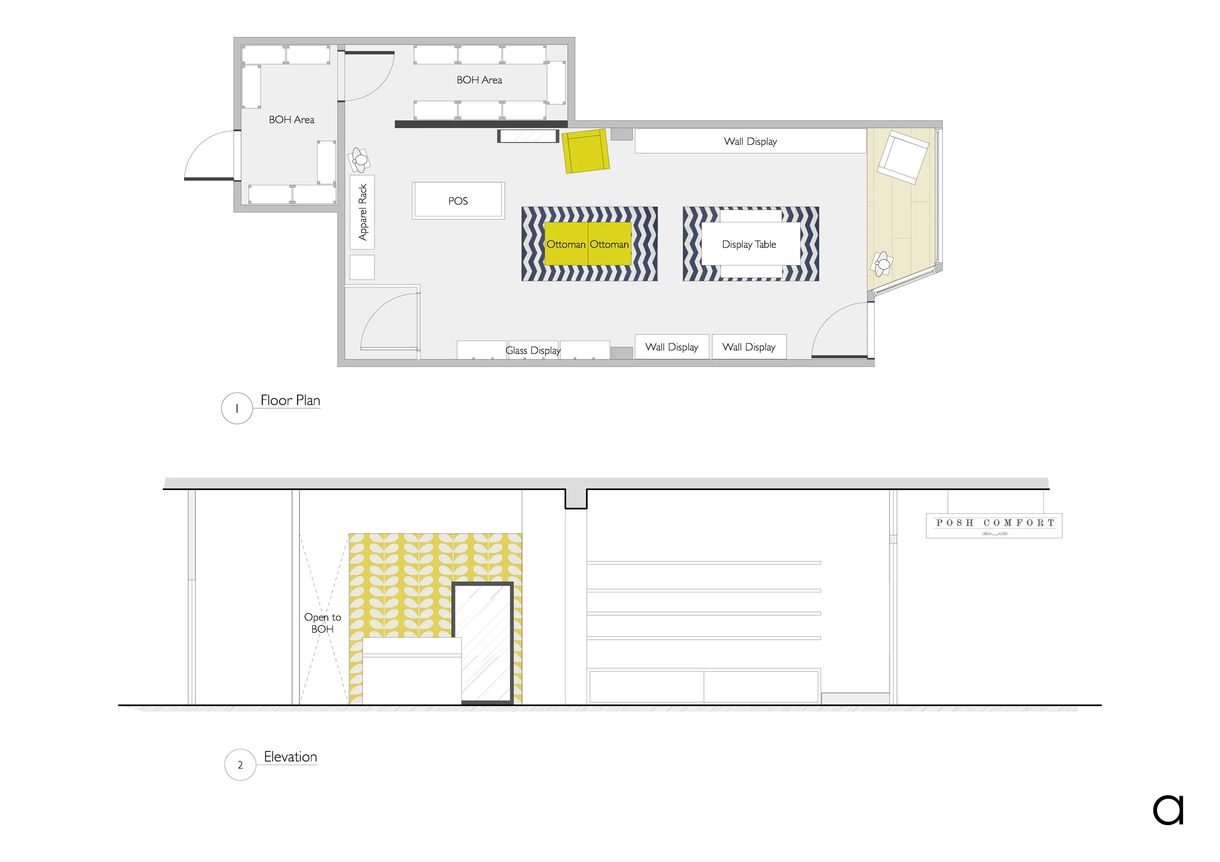POSH COMFORT - plan and elevation